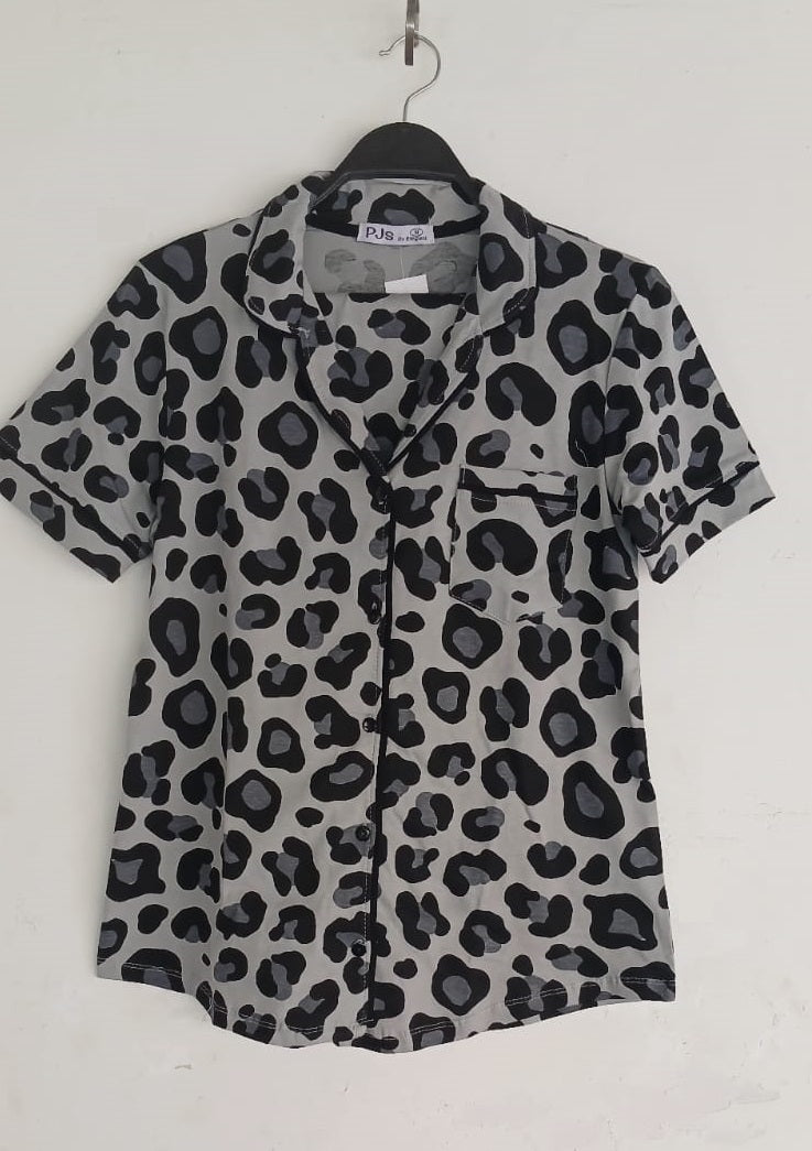 Classic PJ Pants Cotton - Grey printed Leopard