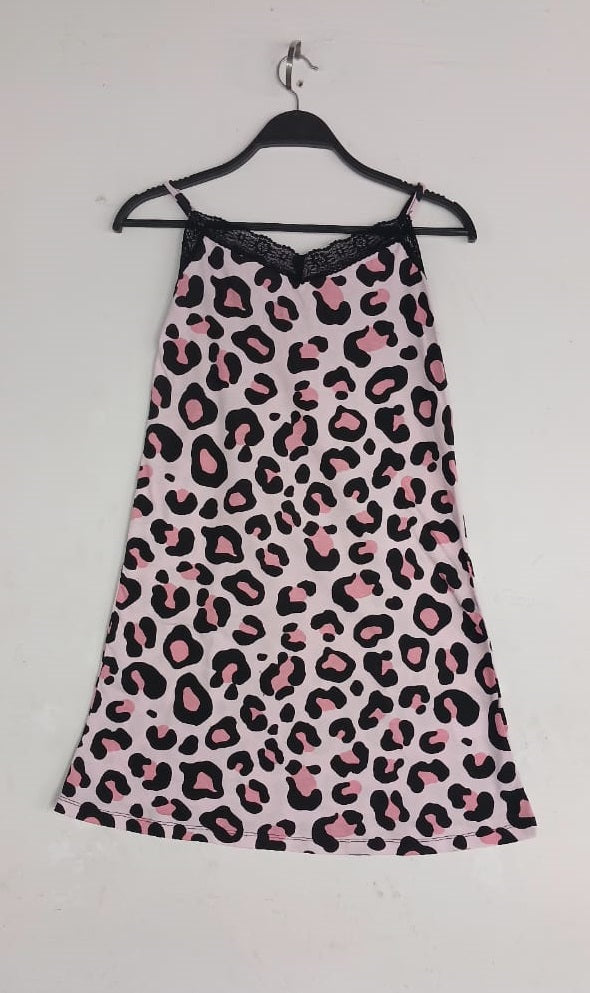 Straps Nightshirt Cotton - Rose Leopard