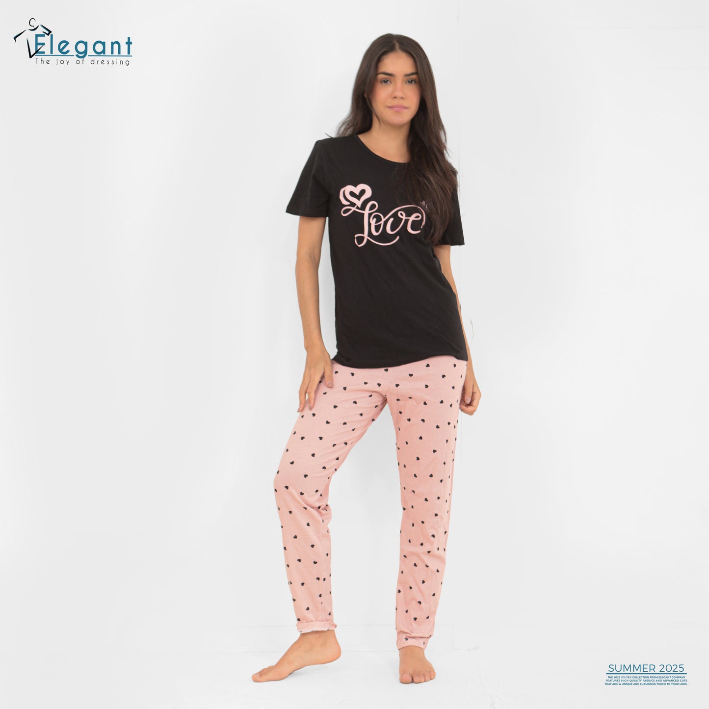 PJs Pants Cotton Black - Love- 009