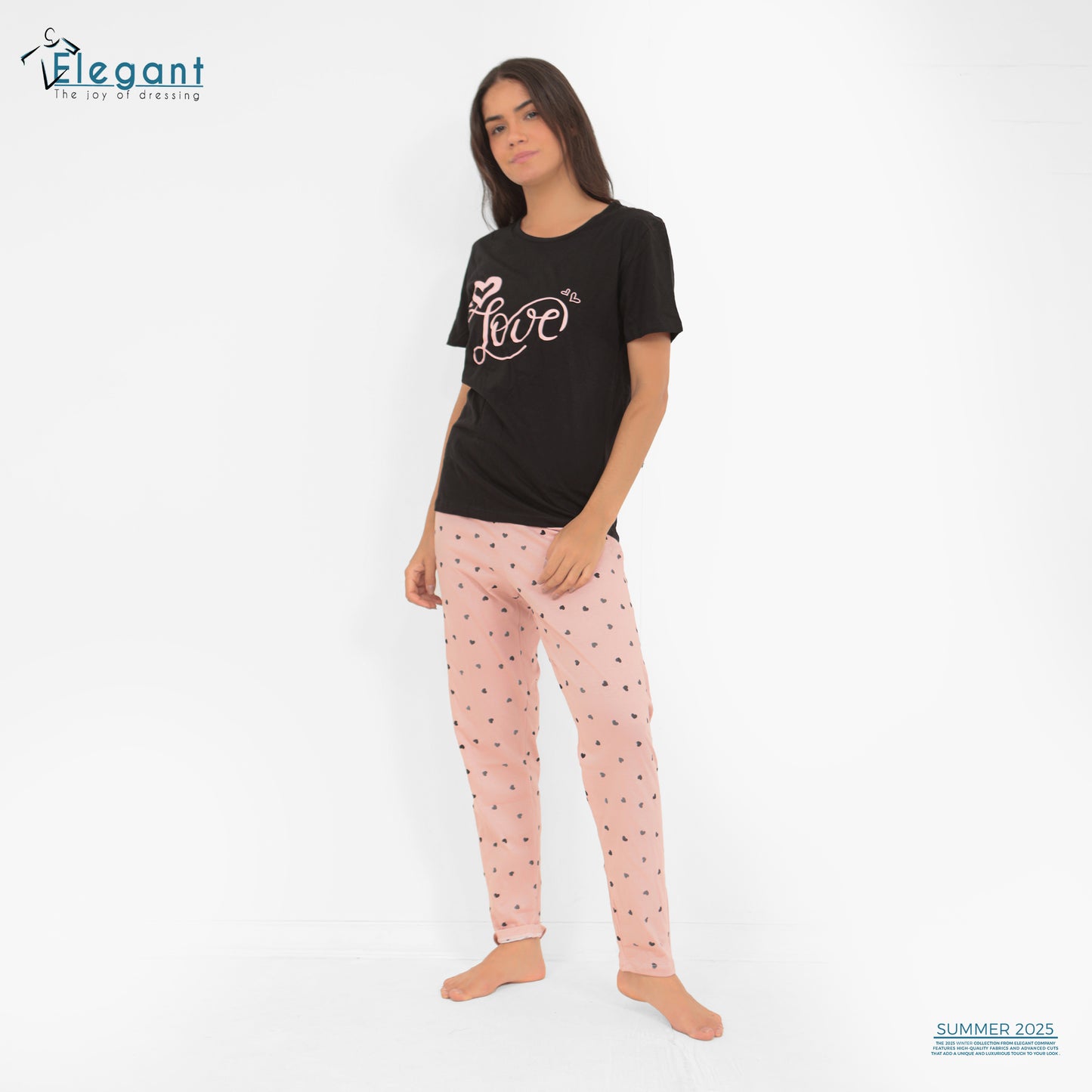 PJs Pants Cotton Black - Love- 009