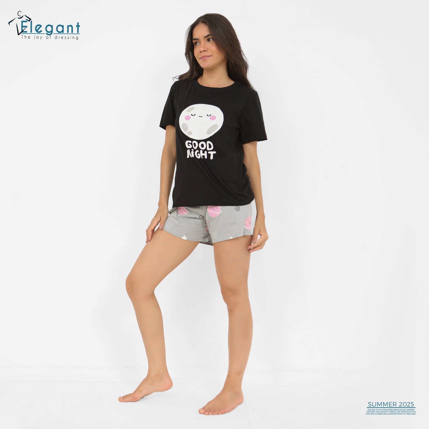 PJ short Cotton Black - Good Night Moon