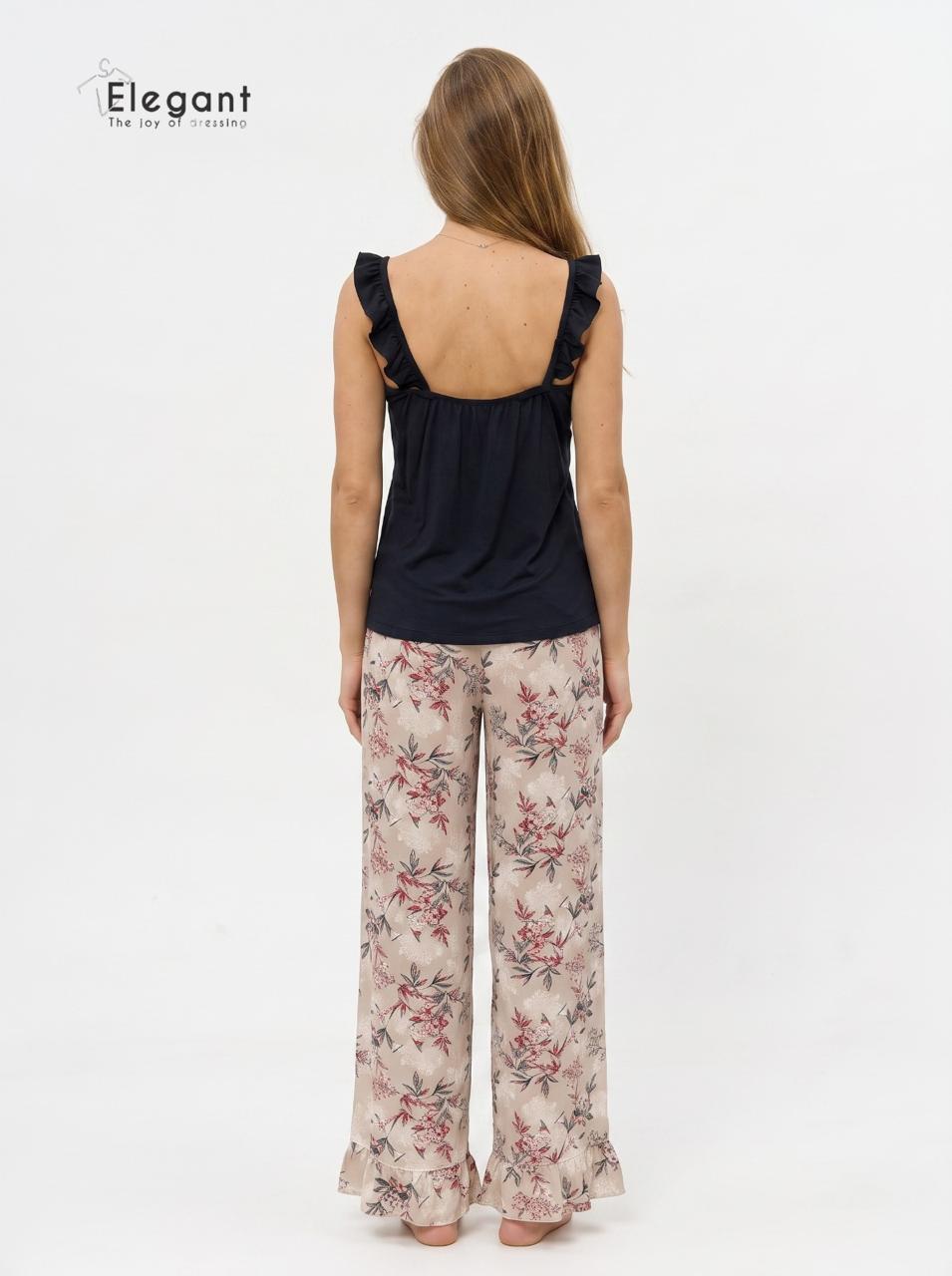 PJ Pants Viscose Wide Leg & Ruffles - Black floral