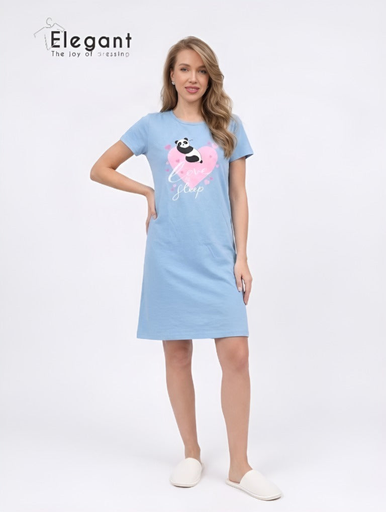 Nightshirt Cotton Blue - Panda Love to Sleep