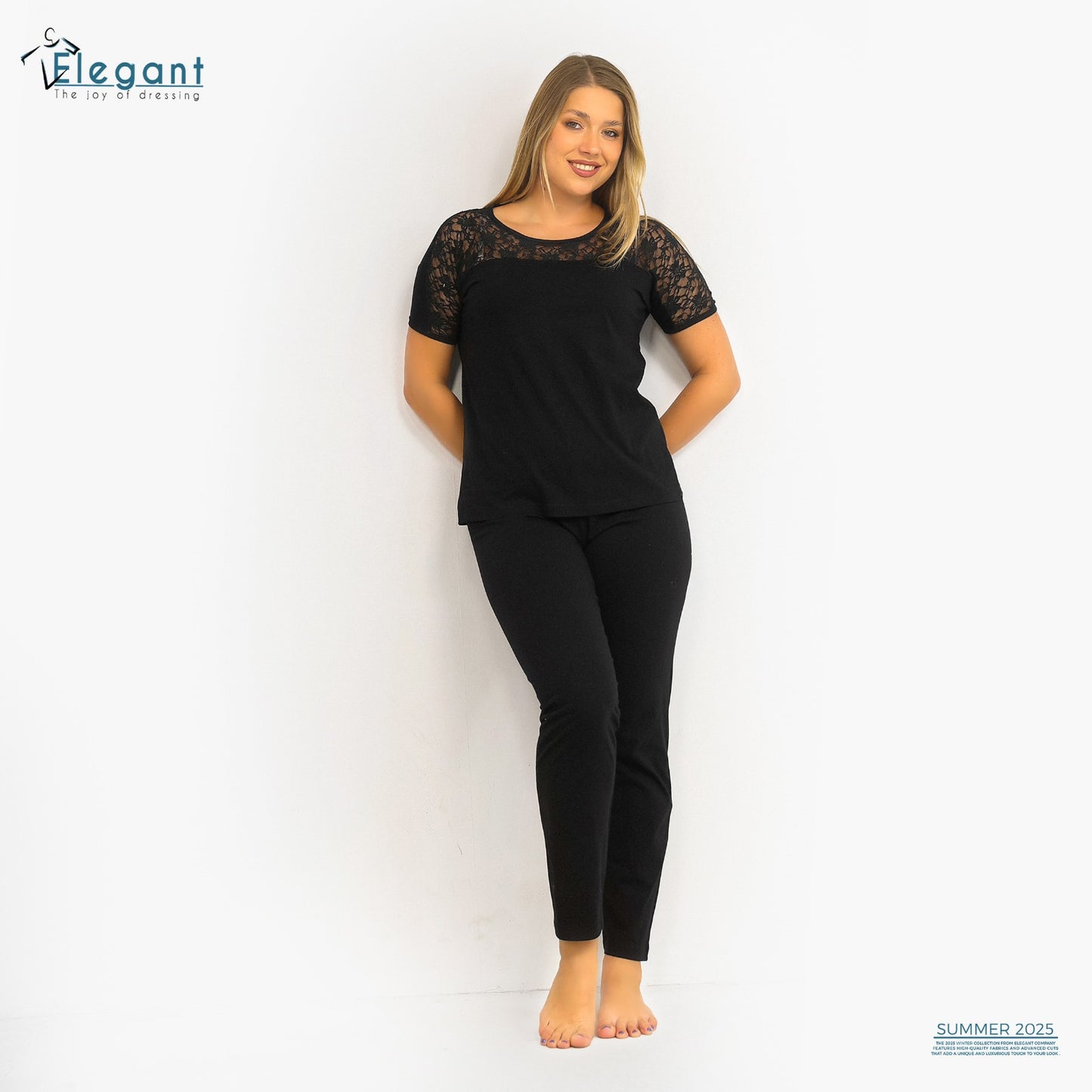 PJ Pant Viscose - Shoulder Lace - Black