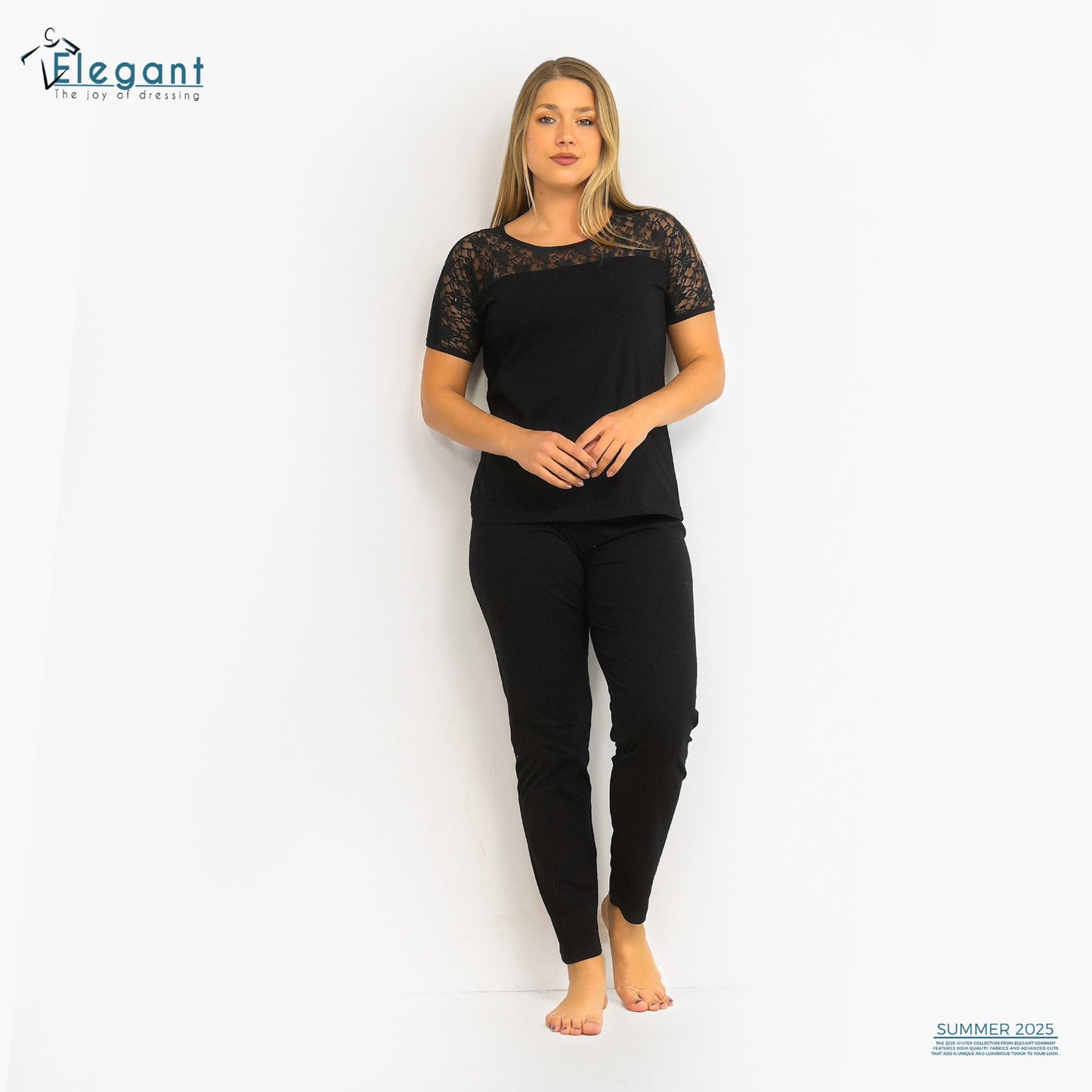 PJ Pant Viscose - Shoulder Lace - Black