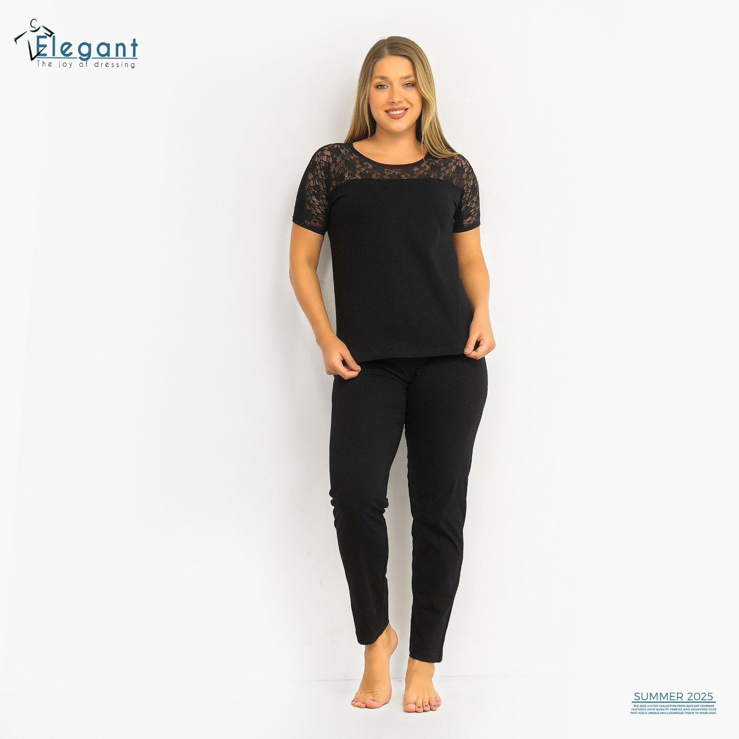 PJ Pant Viscose - Shoulder Lace - Black