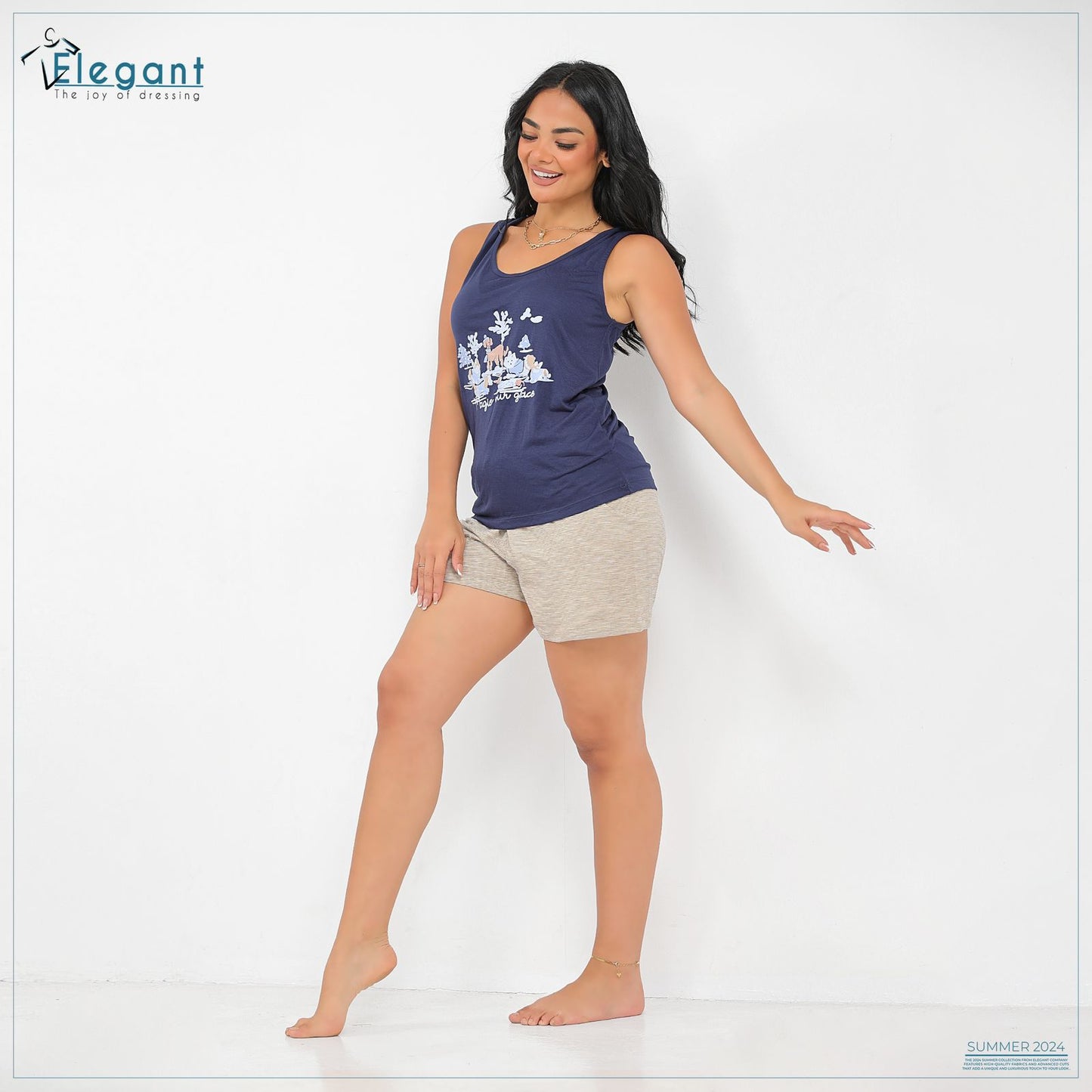 PJ short Cotton Navy - Trees