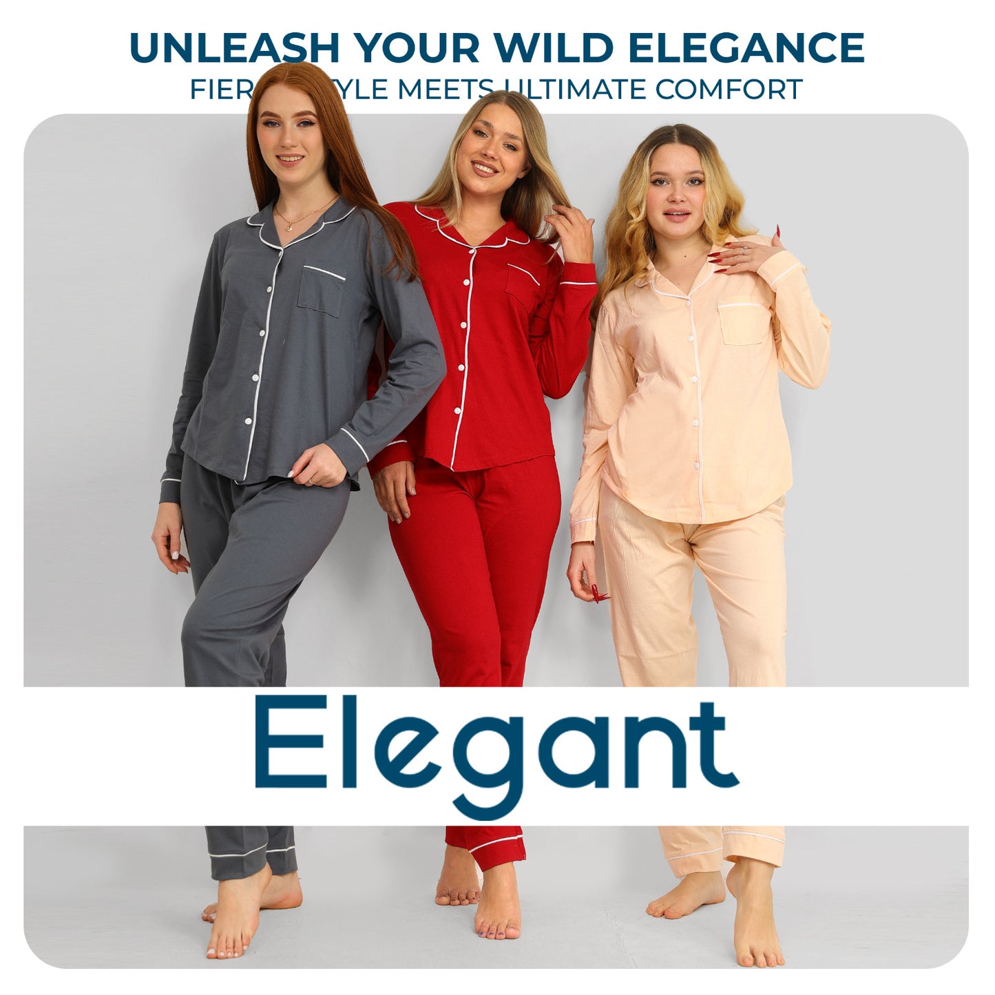 Cotton Long sleeves Classic PJ Pants - Apricot