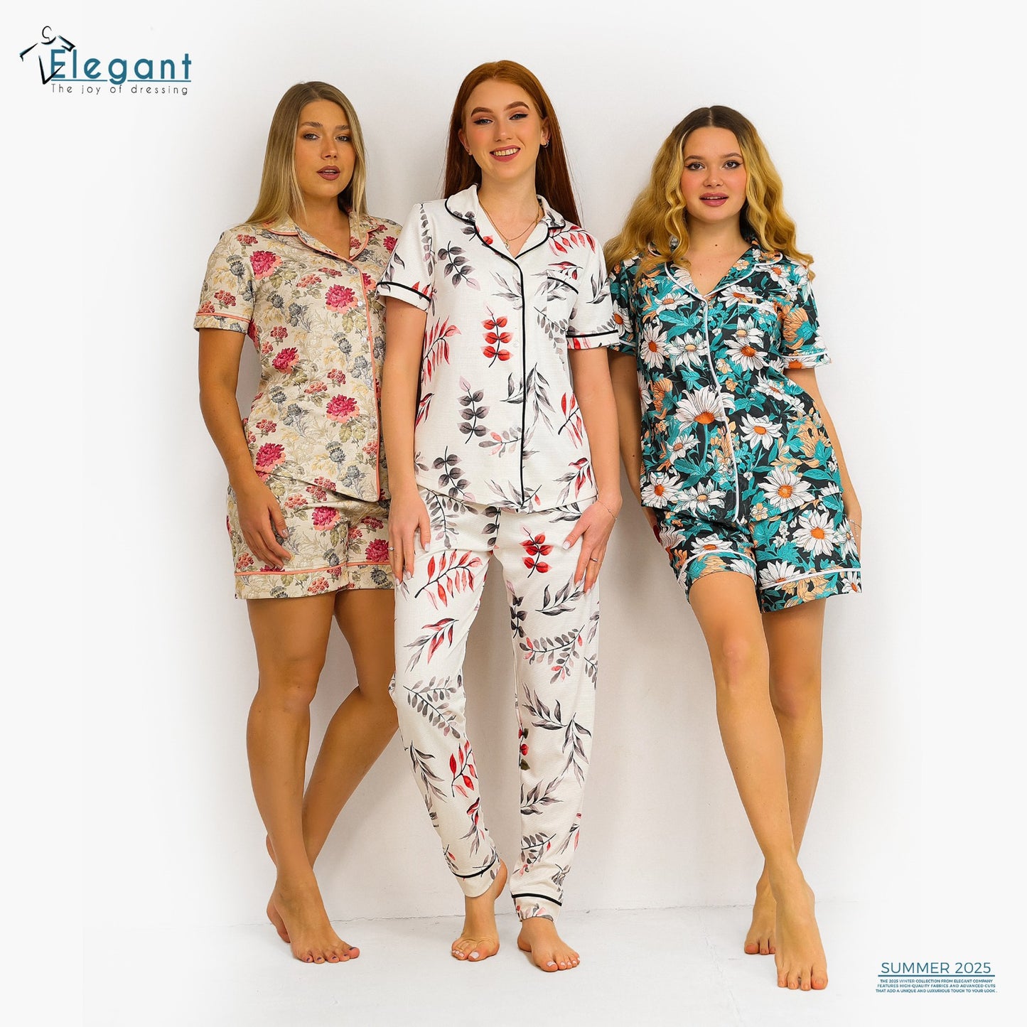 Waffle Polycotton Classic PJ Shorts - Floral Beige