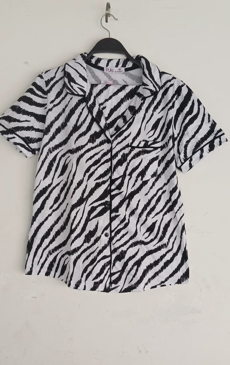 Classic PJ Pants Cotton - White printed Zebra