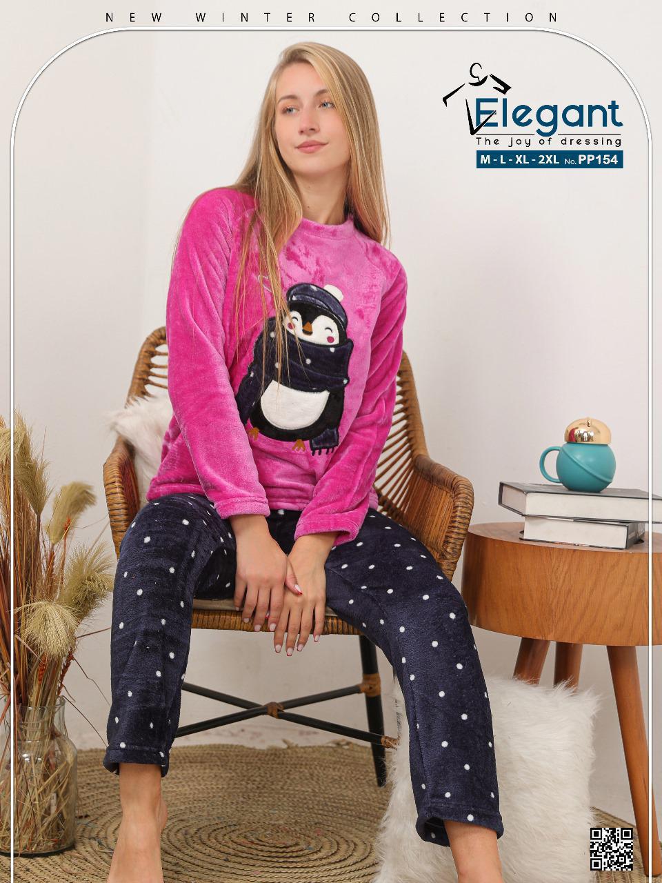 Polar PJ Fushia/Printed Navy pant - Penguin Scarf