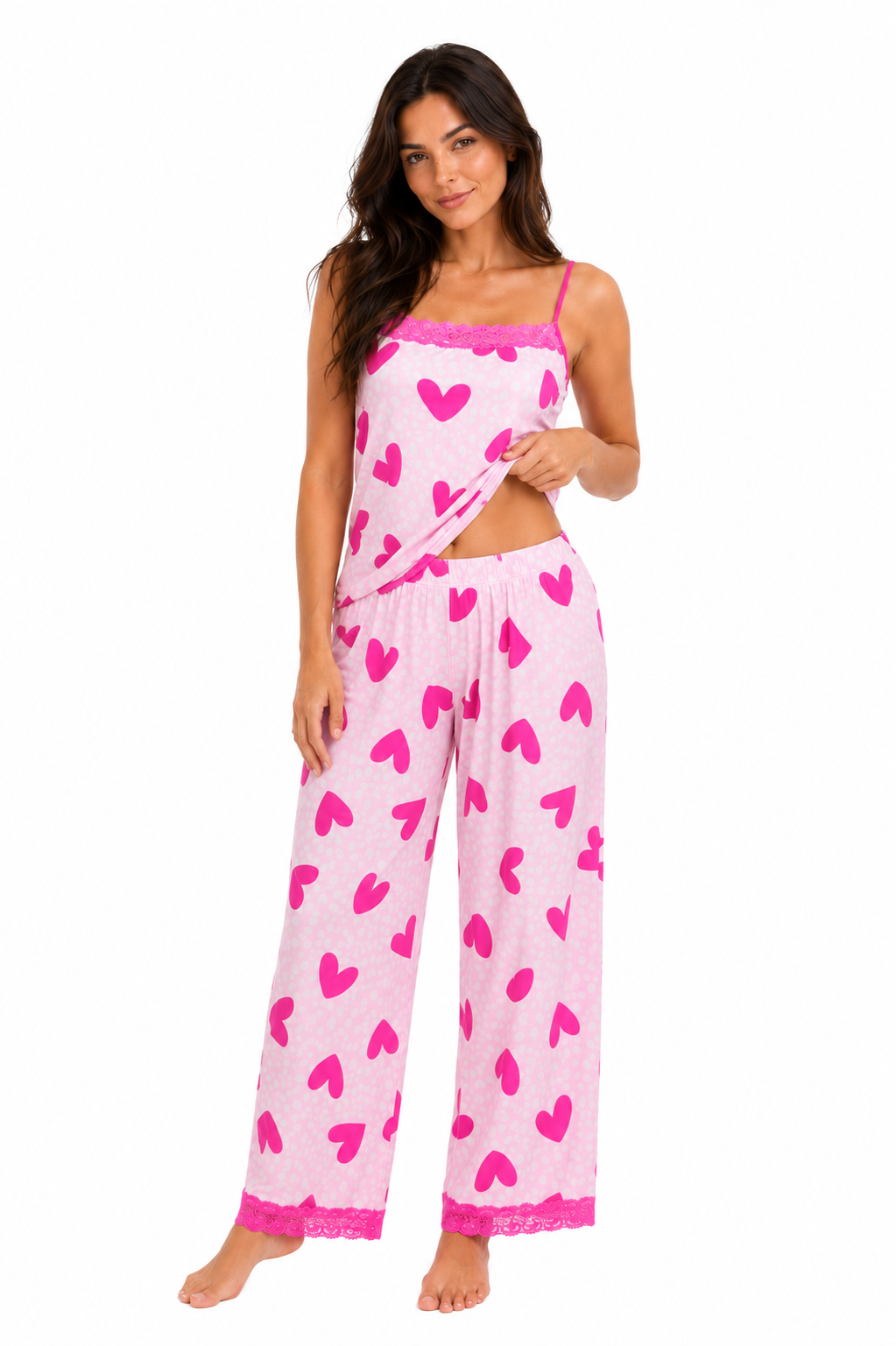 PJs Pants Cotton - Candy Hearts with Lace
