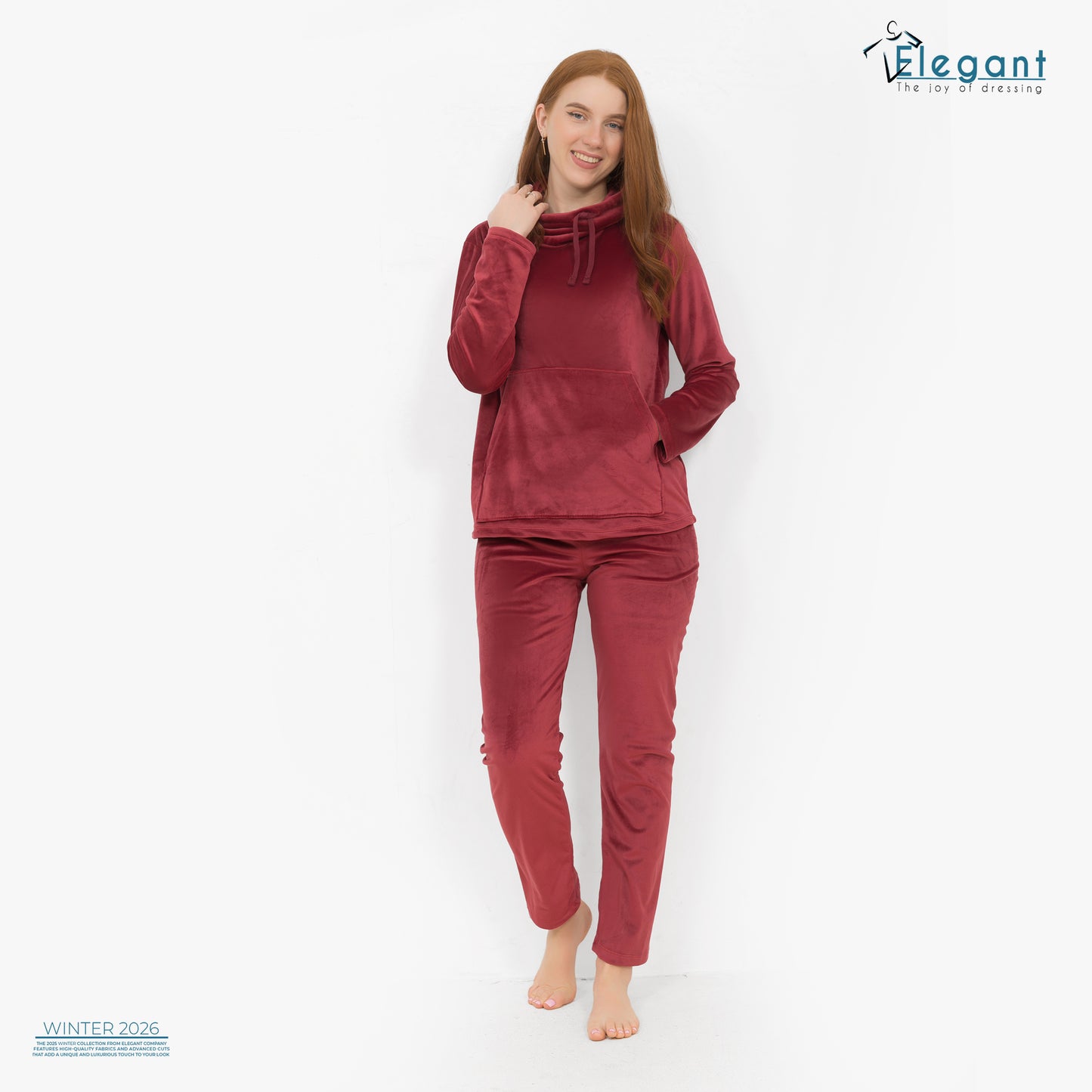 Velvet High neck PJ - Maroon