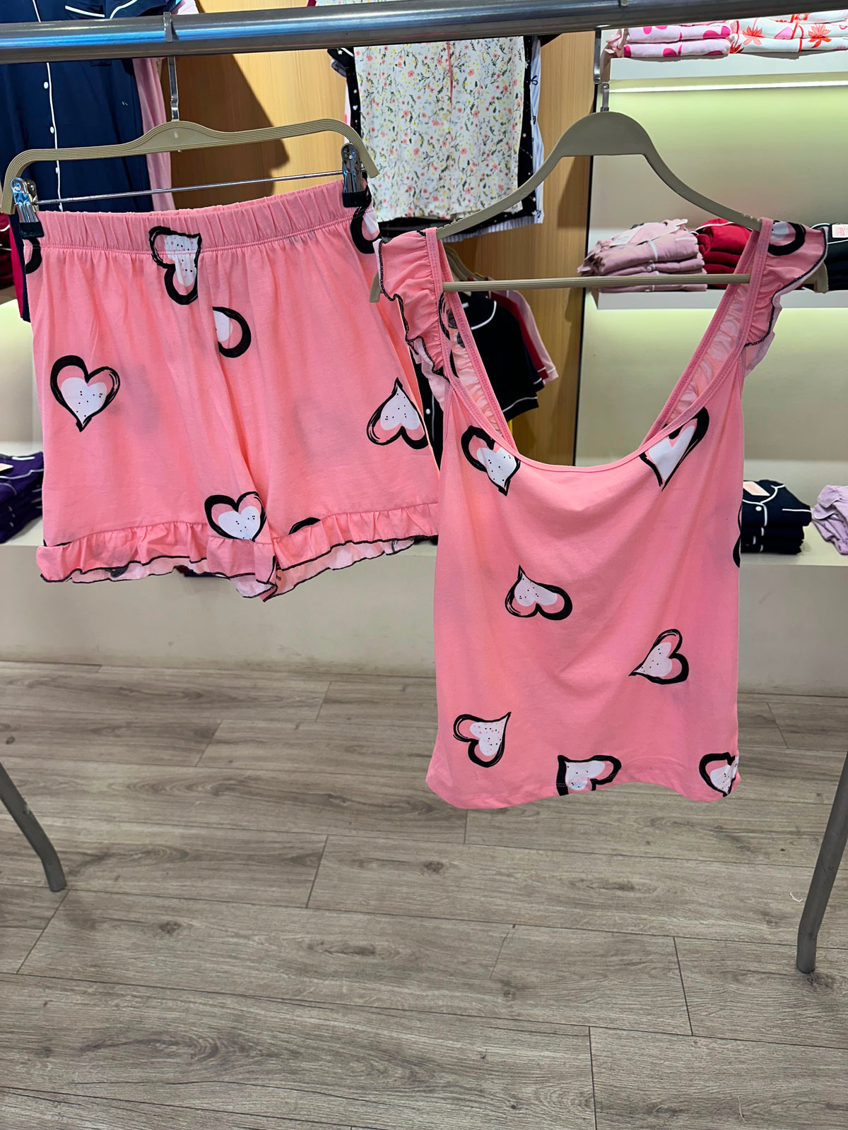 Sweetheart PJ Shorts Cotton with Ruffles Straps