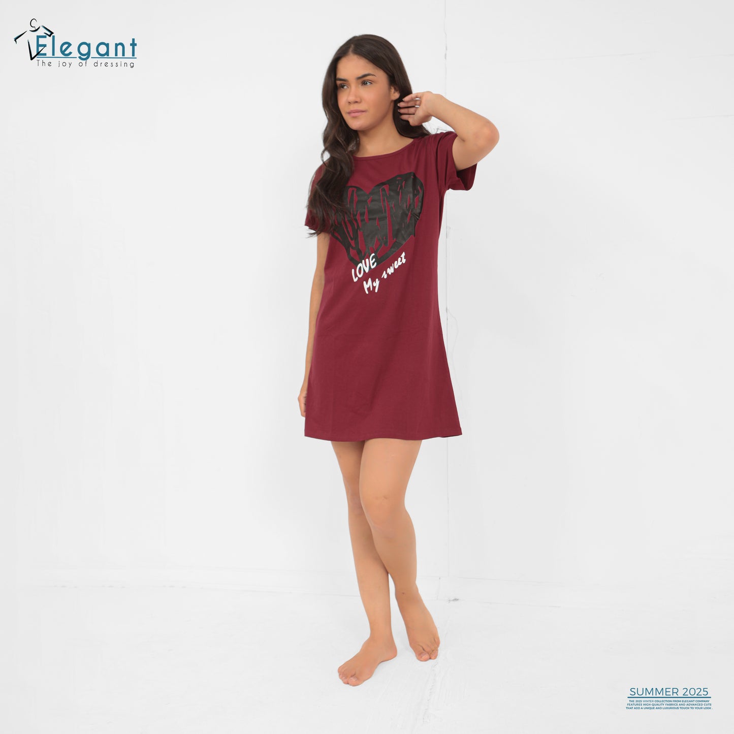 Nightshirt Cotton Burgundy - Love My Sweet