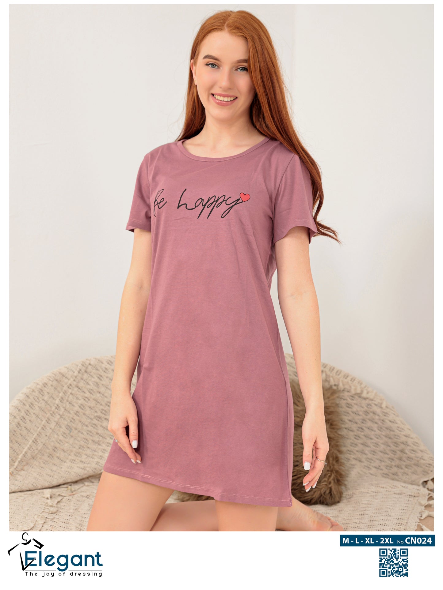 Nightshirt cotton Cashmere - Be Happy