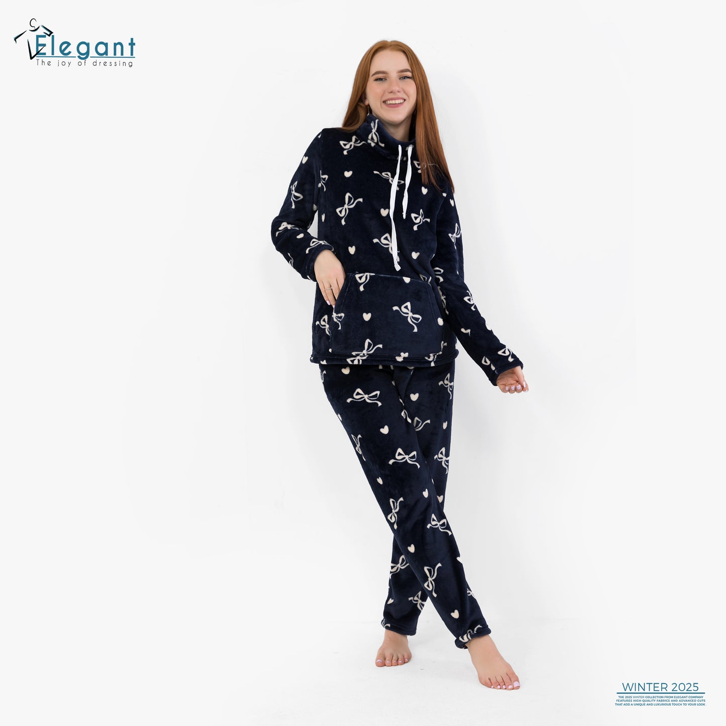 Polar PJ Turtleneck - Navy Sweet Bow