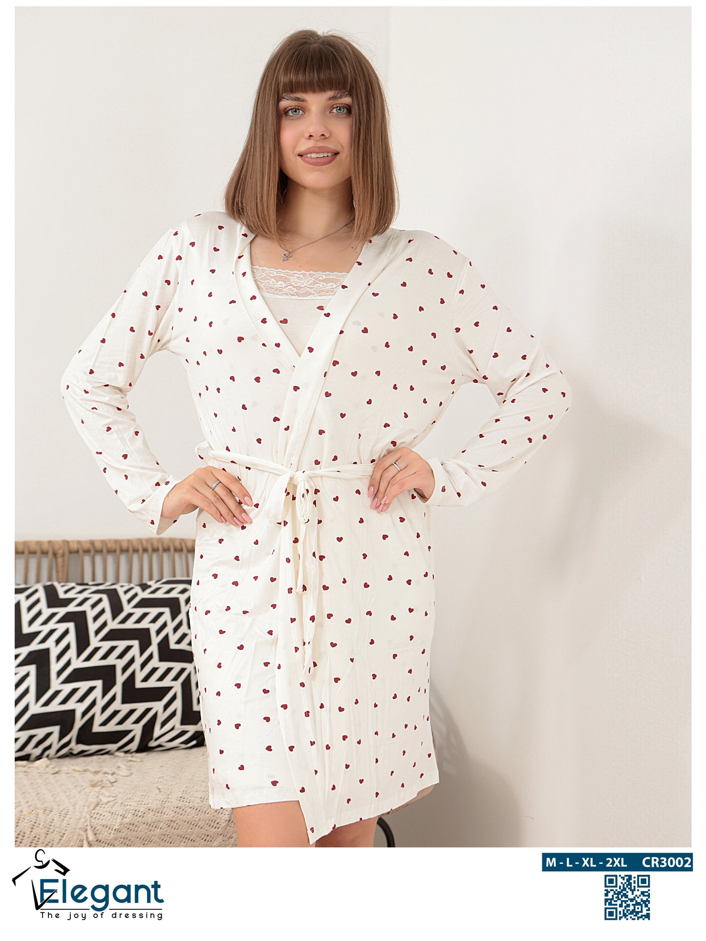Robe Viscose - White Printed hearts