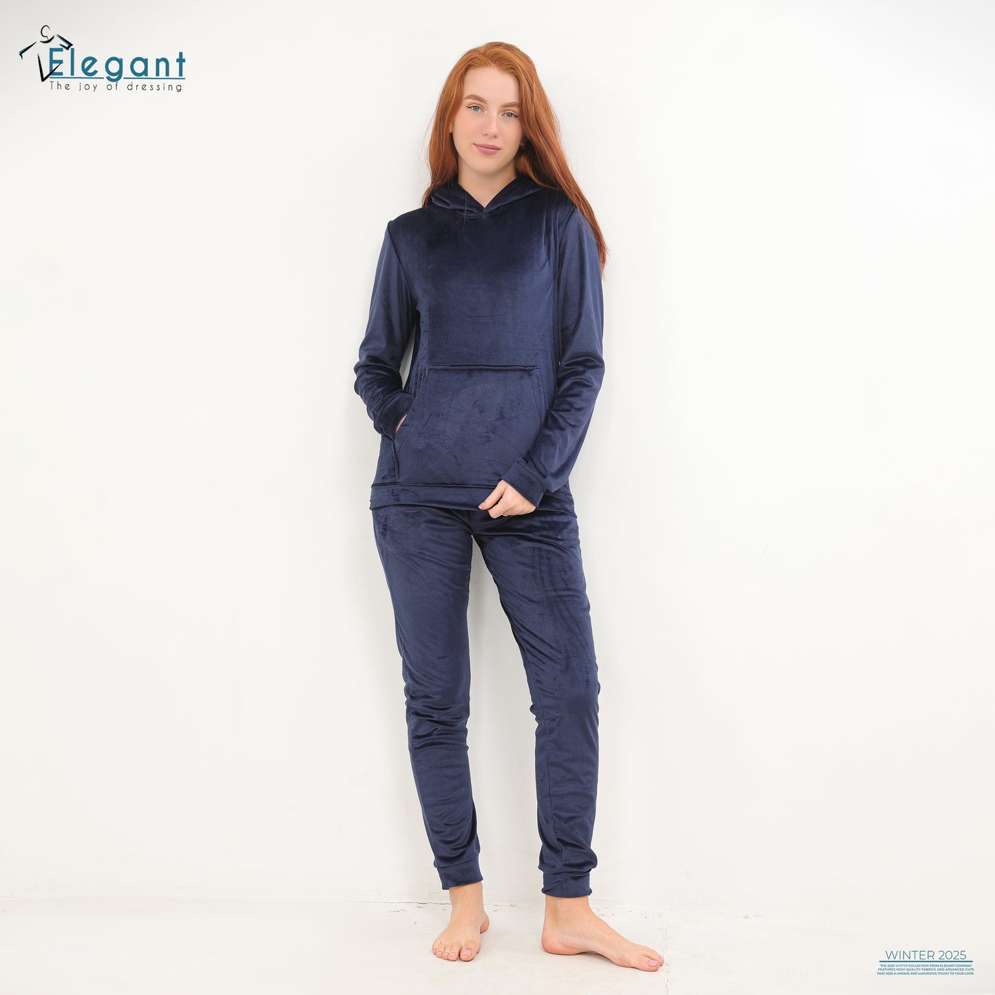 Velvet Hoodie PJ Navy