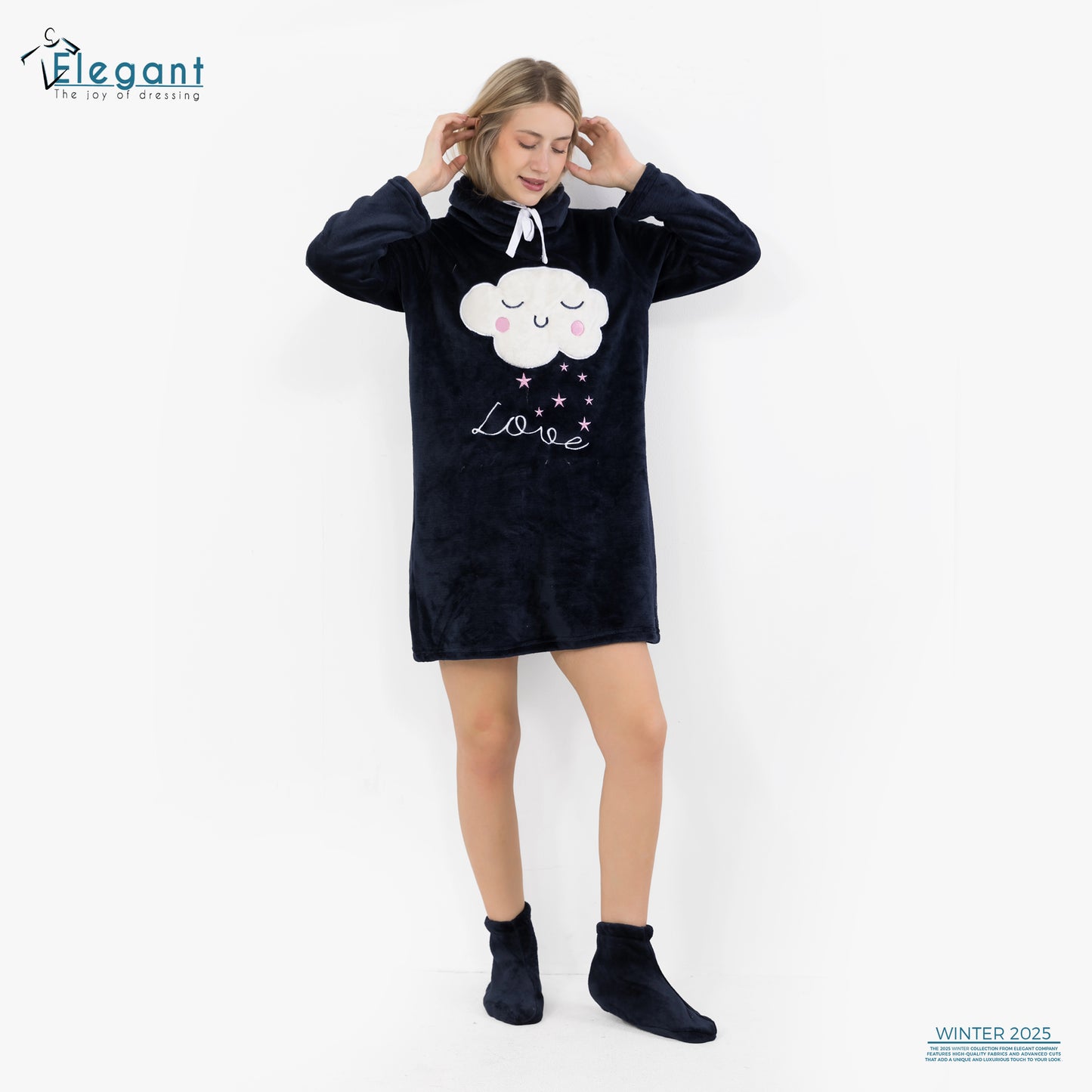 Nightshirt with Footwear - Navy - Clouds Love