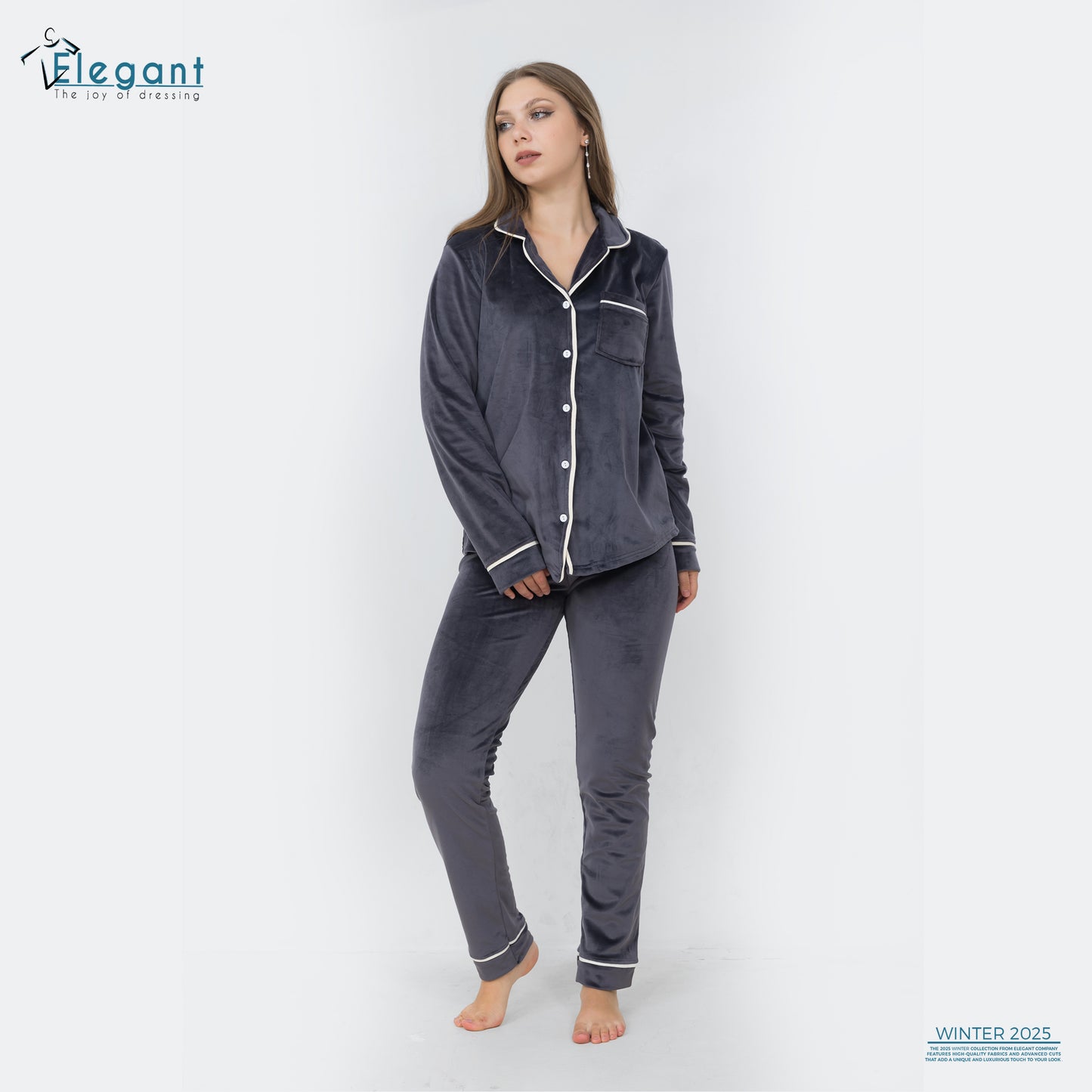 Velvet Classic Pyjama - Dark Grey