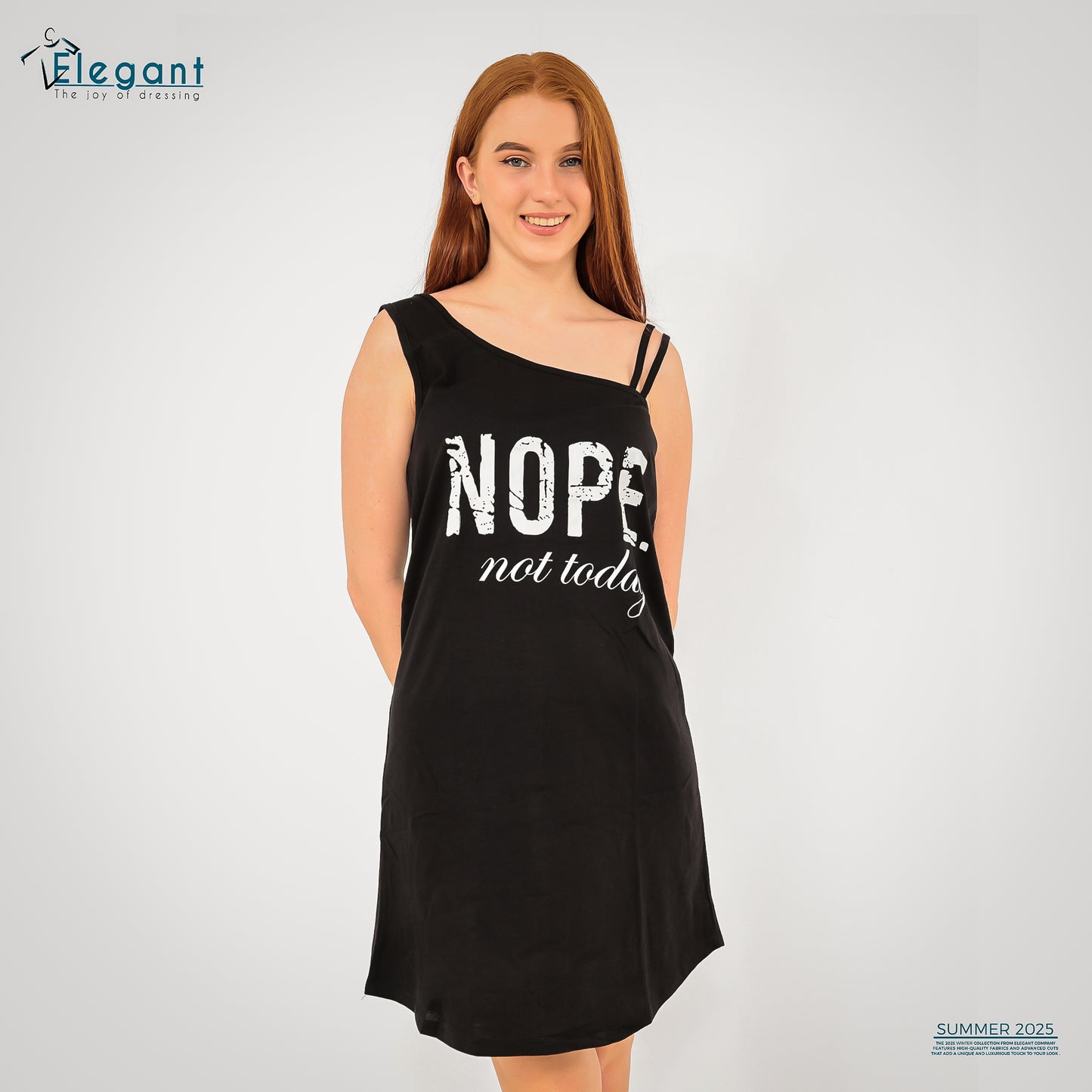 Fancy Straps Nightshirt Cotton Black - Nope