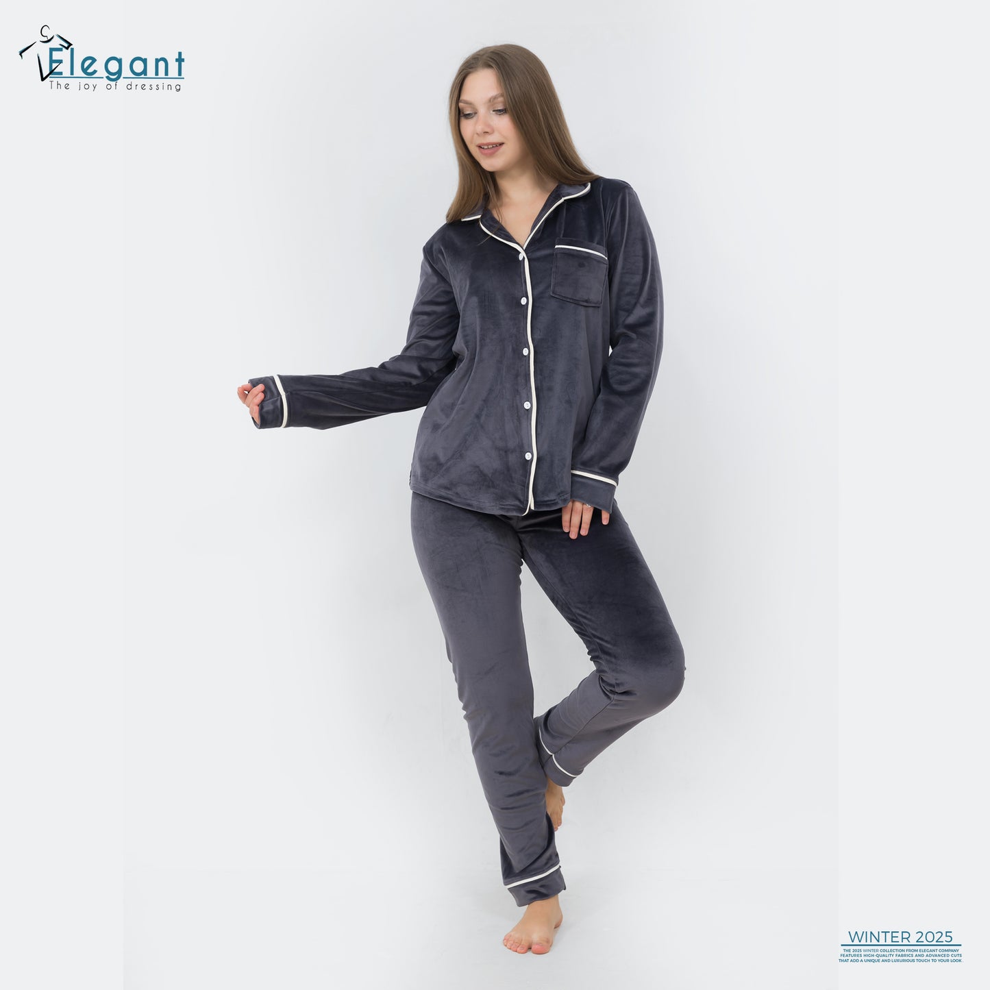 Velvet Classic Pyjama - Dark Grey