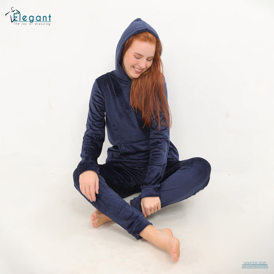 Velvet Hoodie PJ Navy