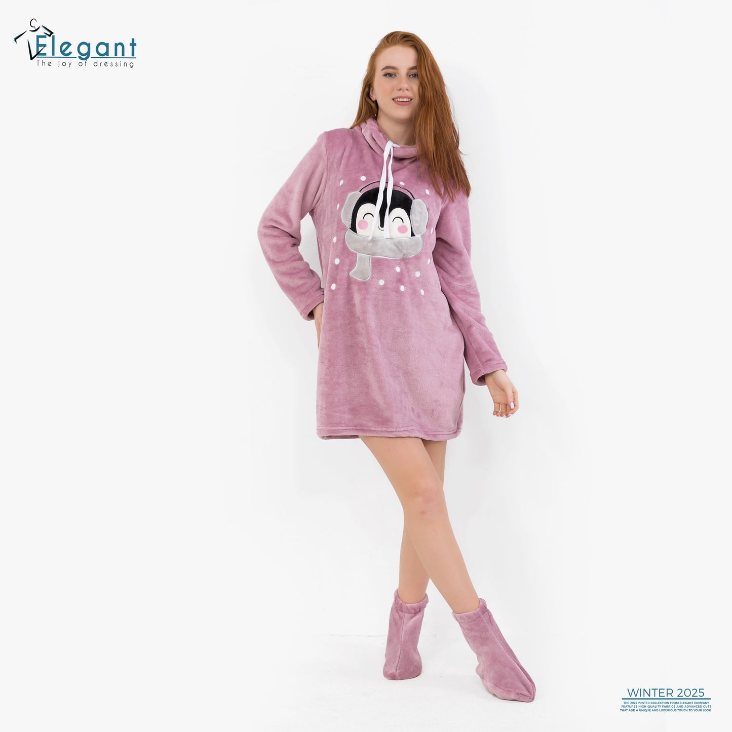 Nightshirt with Footwear - Cashmere - Penguin