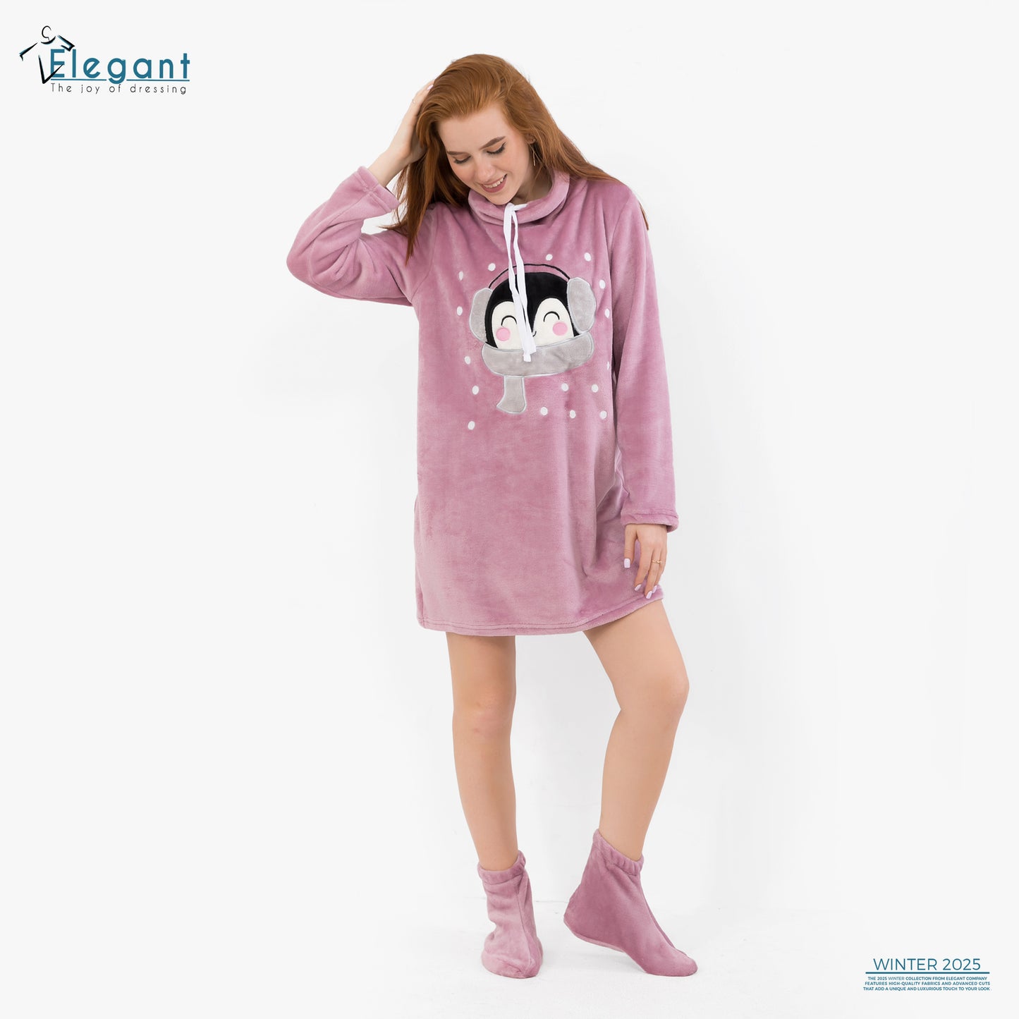 Nightshirt with Footwear - Cashmere - Penguin