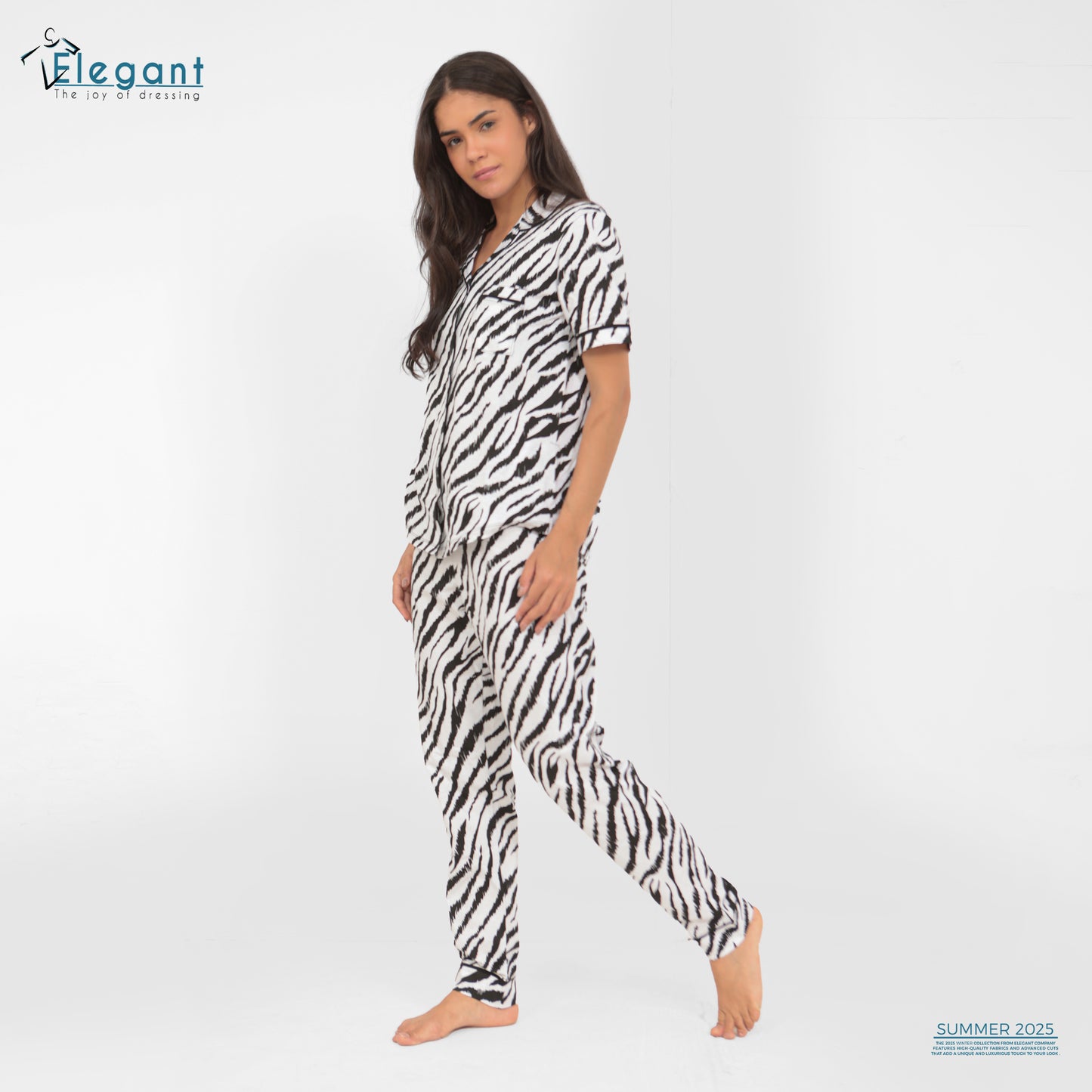Classic PJ Pants Cotton - White printed Zebra