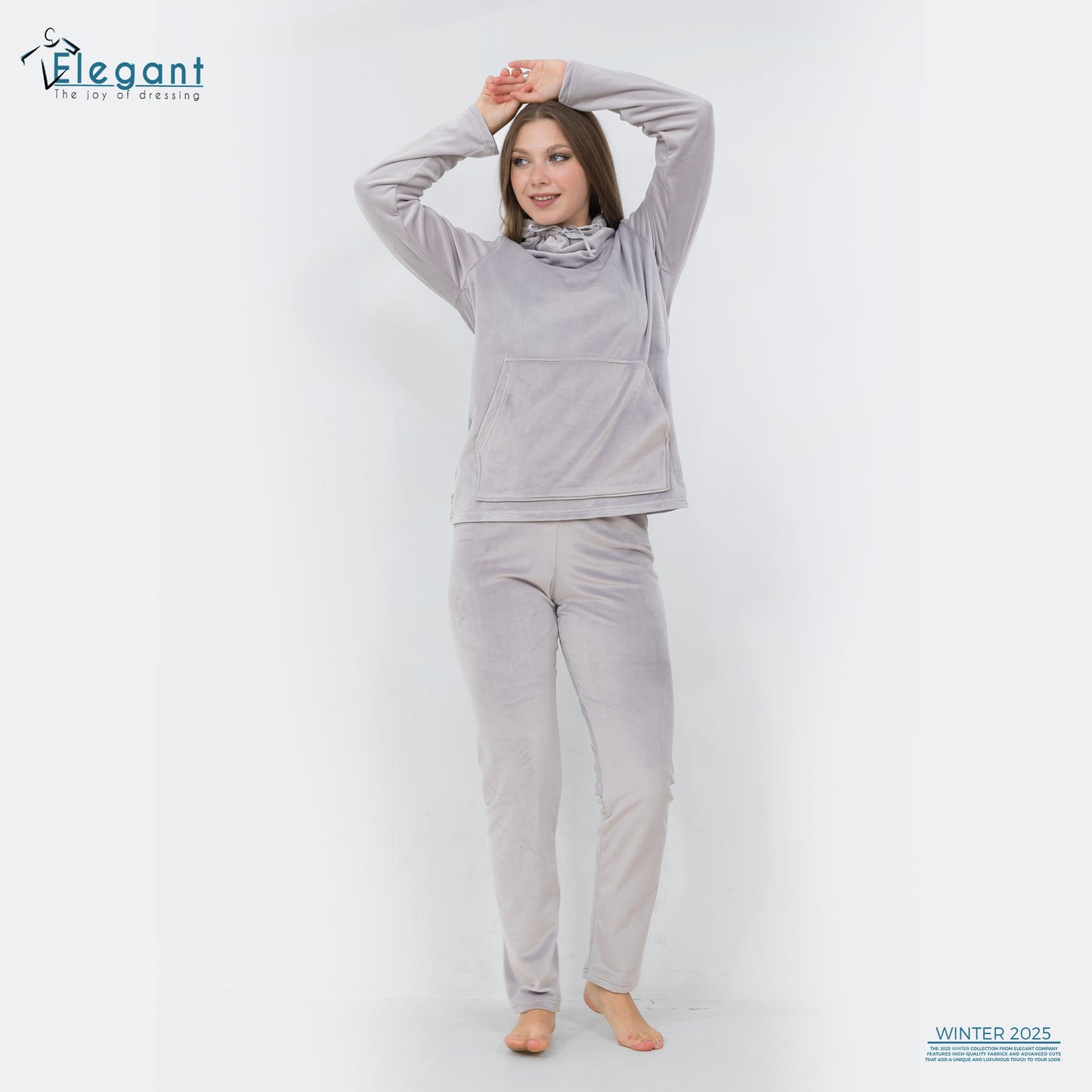 Velvet High neck PJ - Grey
