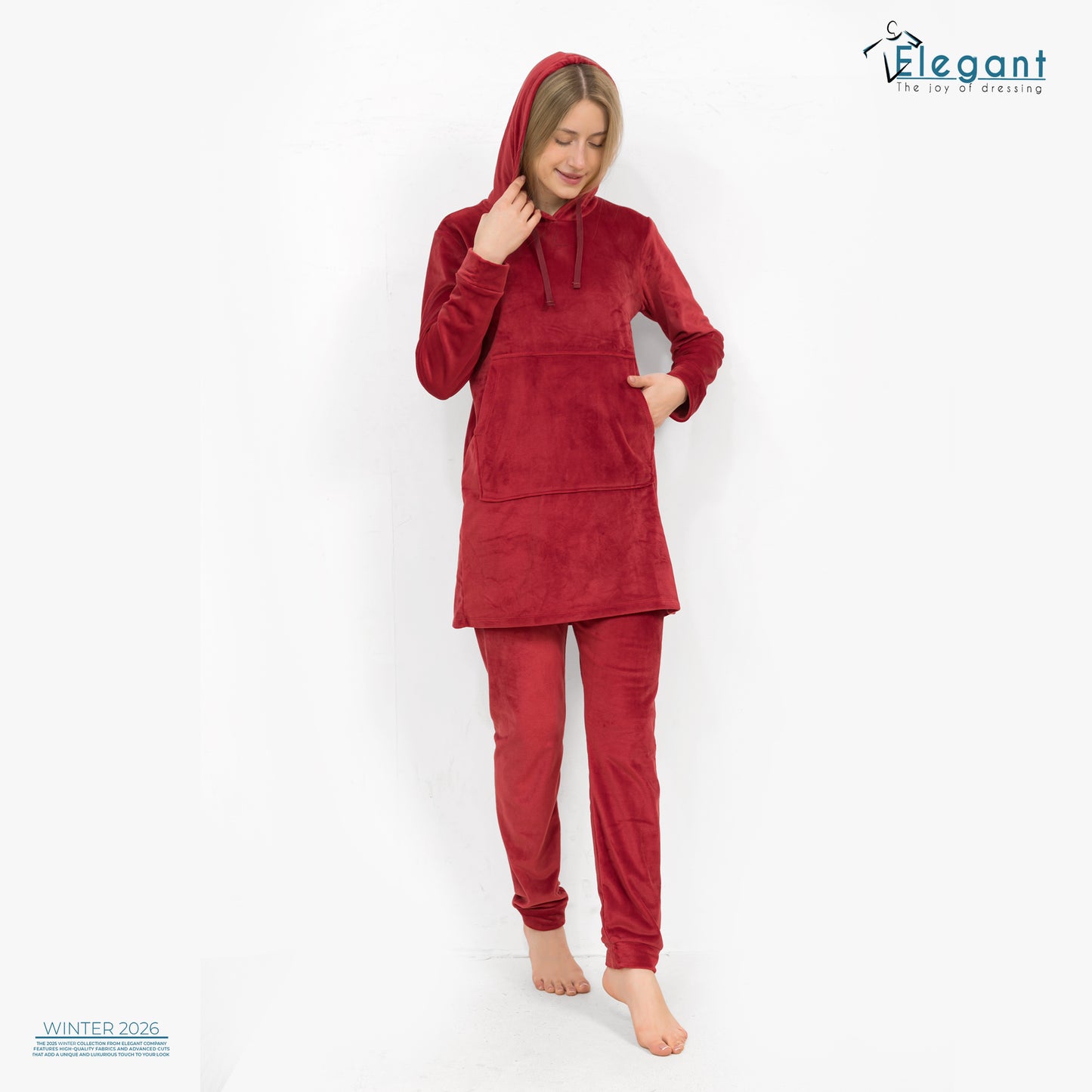 Velvet Long Top PJ - Maroon