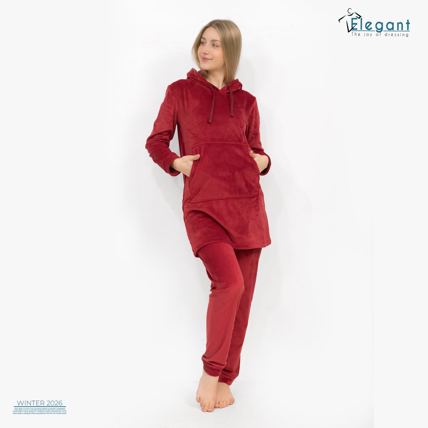 Velvet Long Top PJ - Maroon