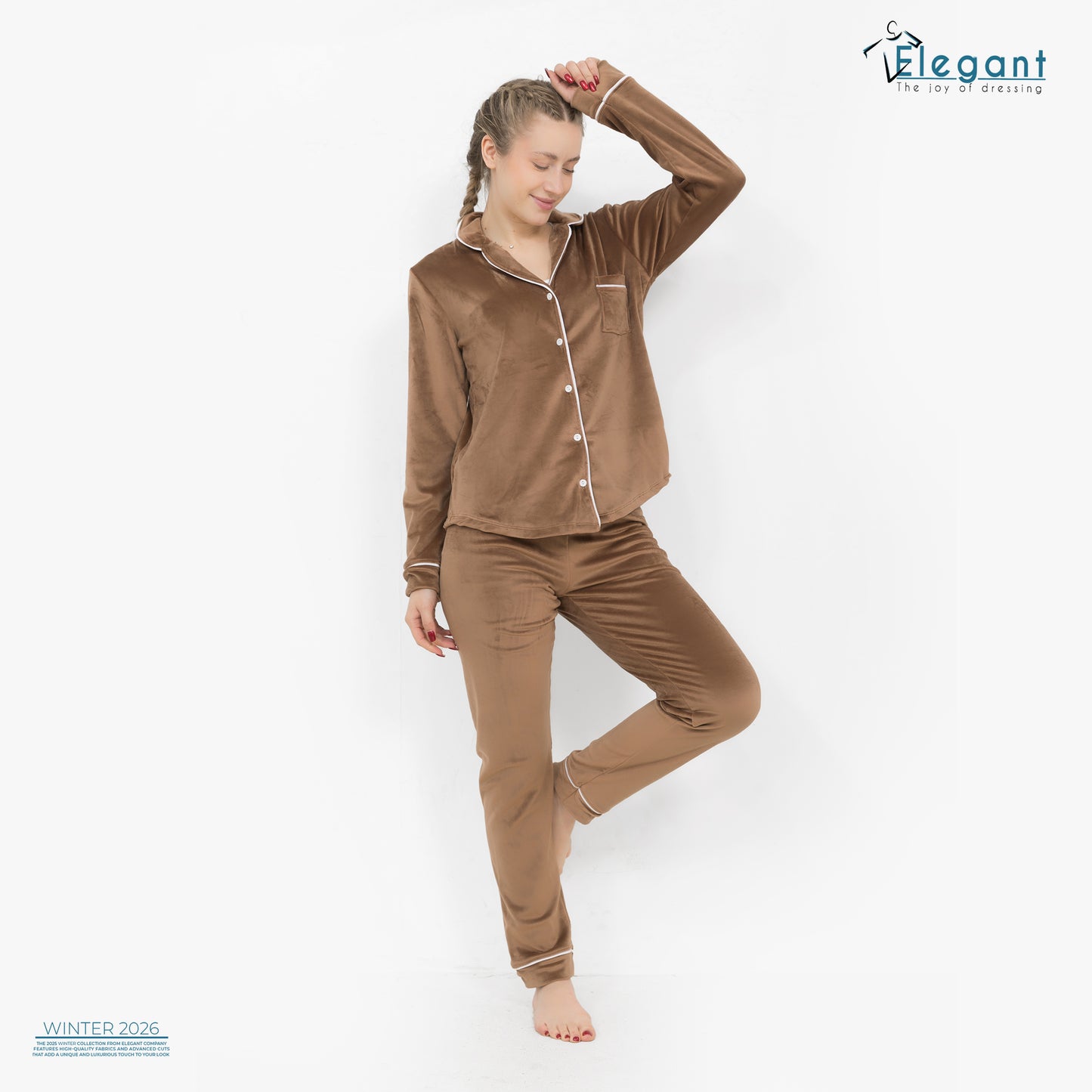 Velvet Classic Pyjama - Caramel Brown