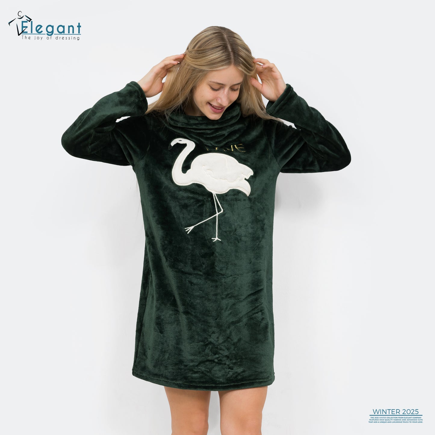 Nightshirt with Footwear - Emerald Green - Flamingo