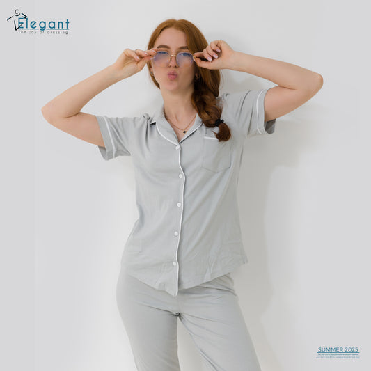 Classic PJ Pants Cotton Plain -  Light Grey