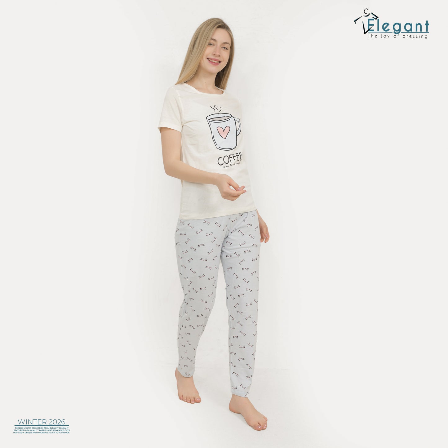 PJs Pants Cotton - Offwhite Blue - Coffee Language