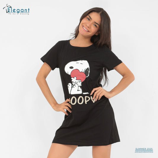 Nightshirt cotton Black - Snoopy Love