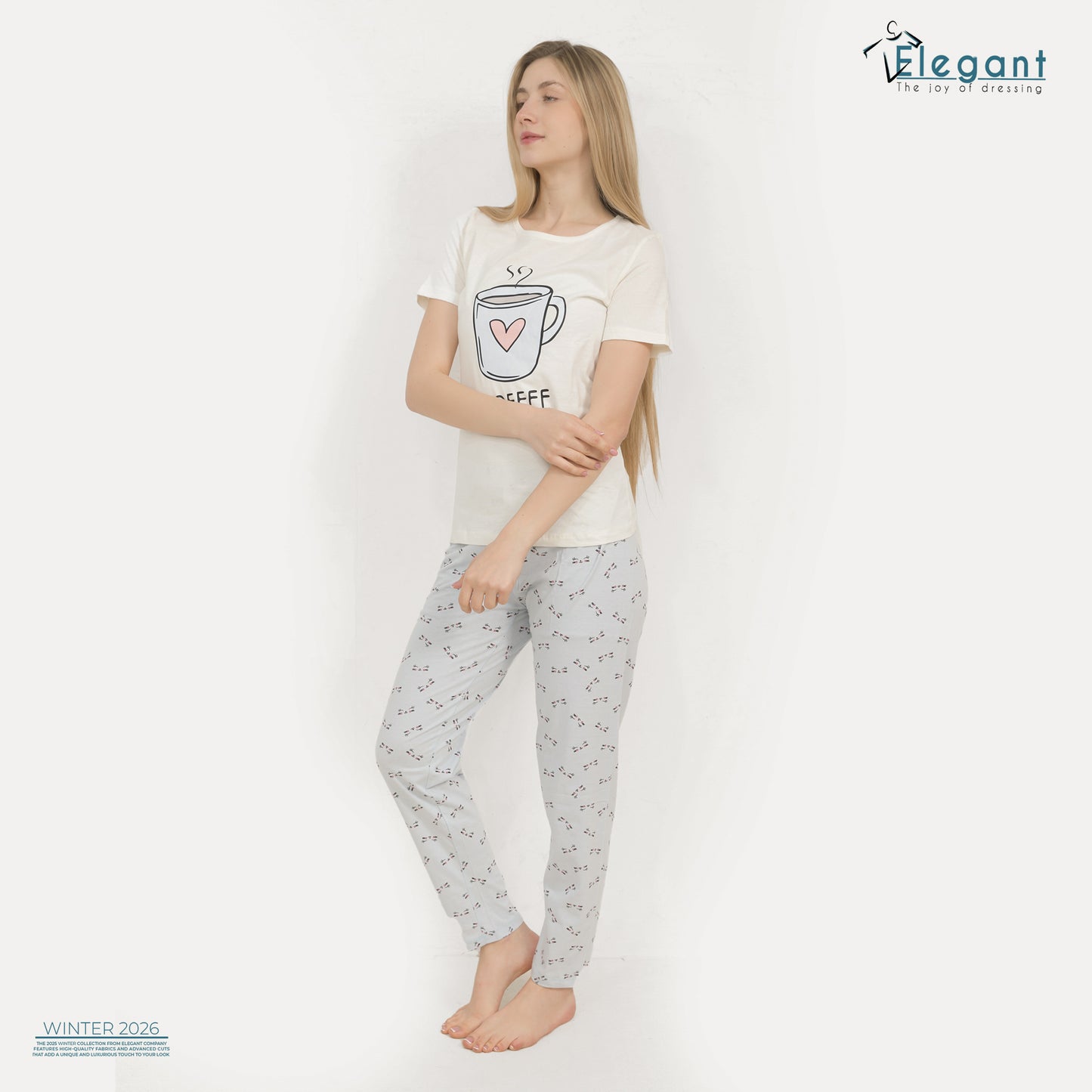 PJs Pants Cotton - Offwhite Blue - Coffee Language