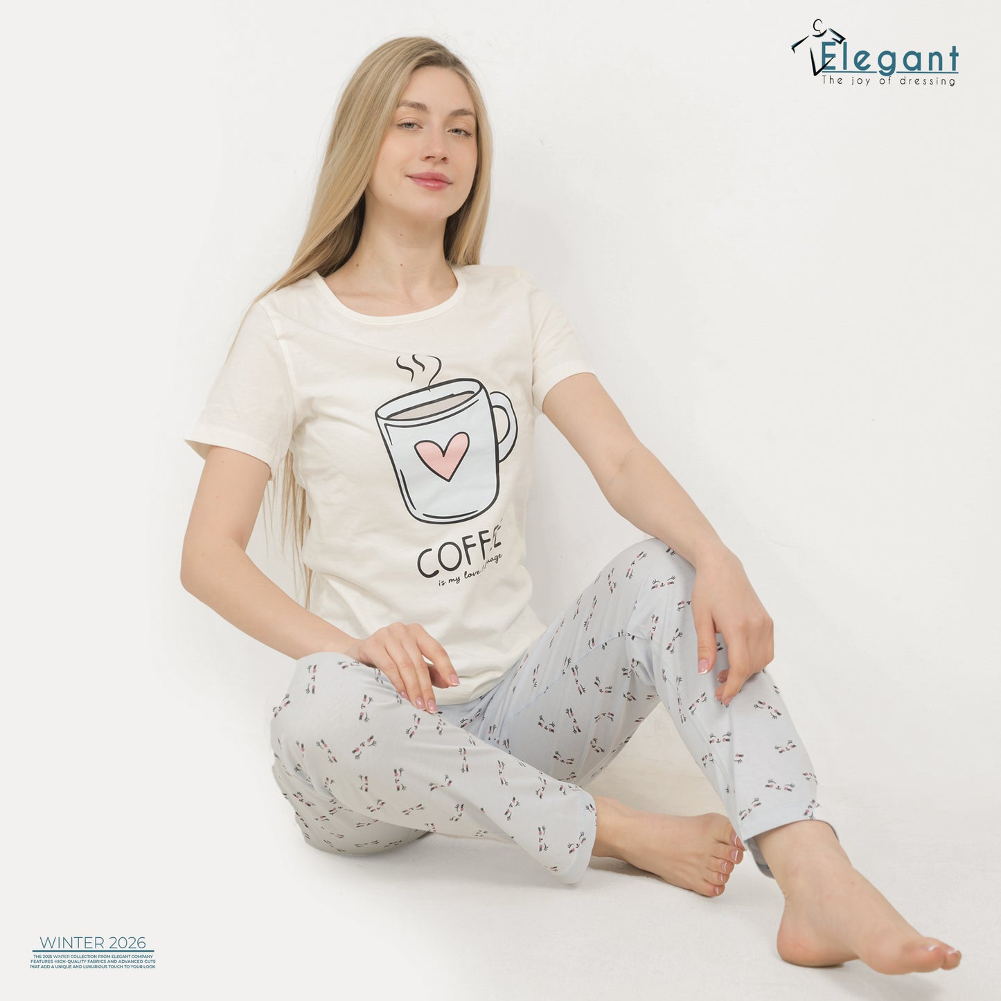 PJs Pants Cotton - Offwhite Blue - Coffee Language