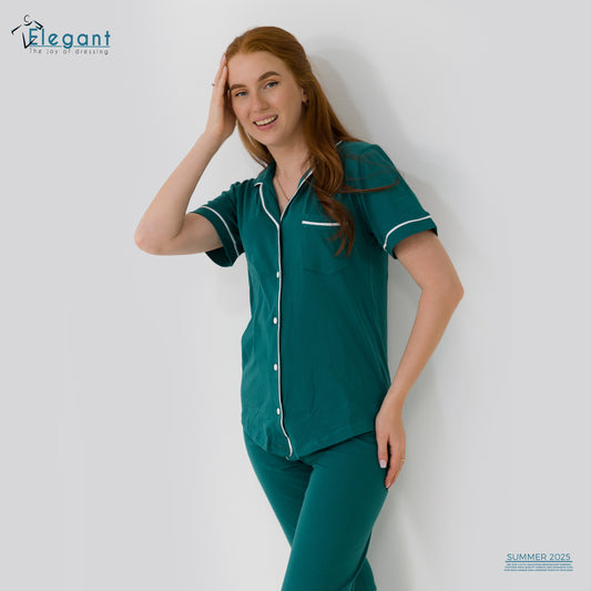 Classic PJ Pants Cotton - Plain Teal Green