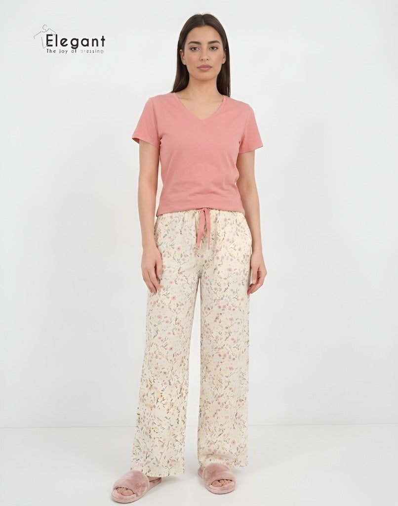 PJs Pants Cotton - Basic Coral Spring Flori