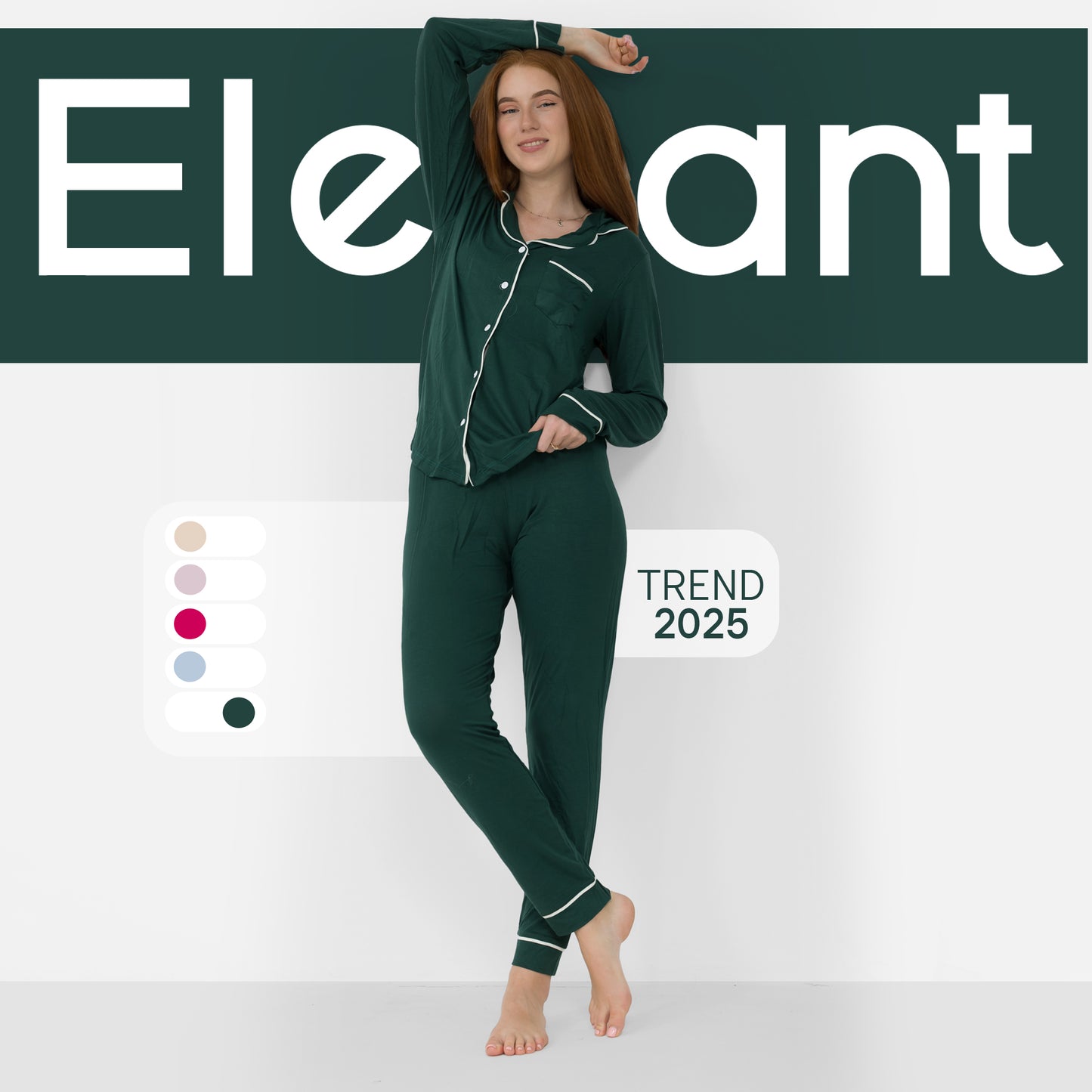 Soft Cotton Long sleeves Classic PJ Pants - Emerald Green