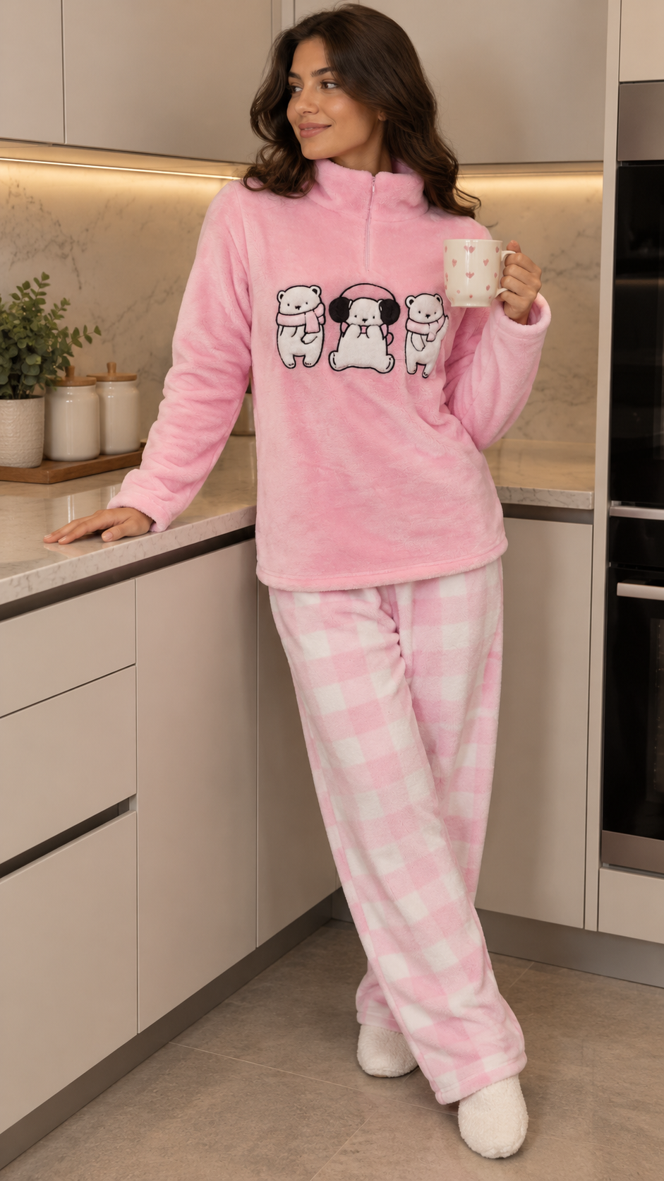 Polar PJ Collar Zipper - Rose Carreaux - Triple Bears