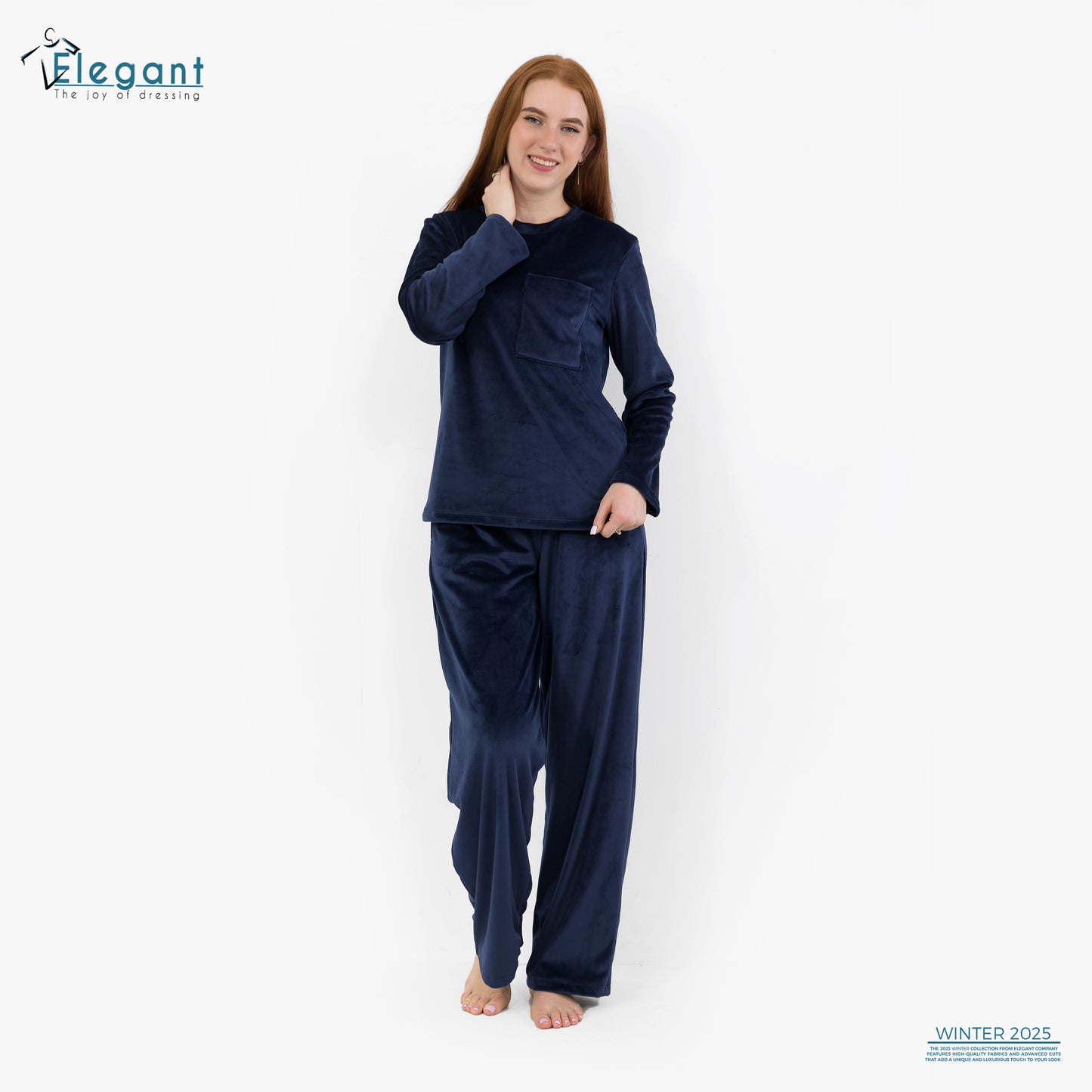 Velvet Pockets Pj Wide Leg - Navy