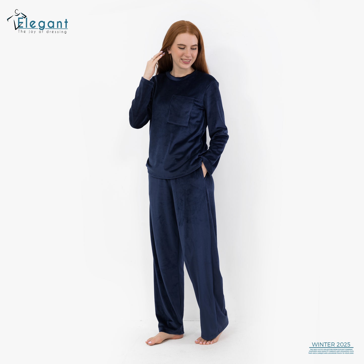 Velvet Pockets Pj Wide Leg - Navy
