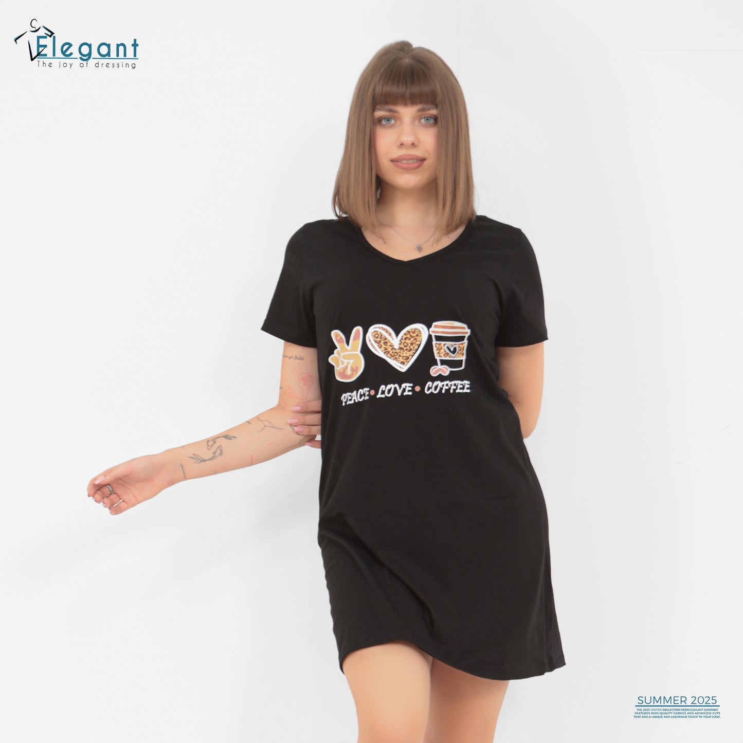 Nightshirt cotton Black  - Peace.love.coffee