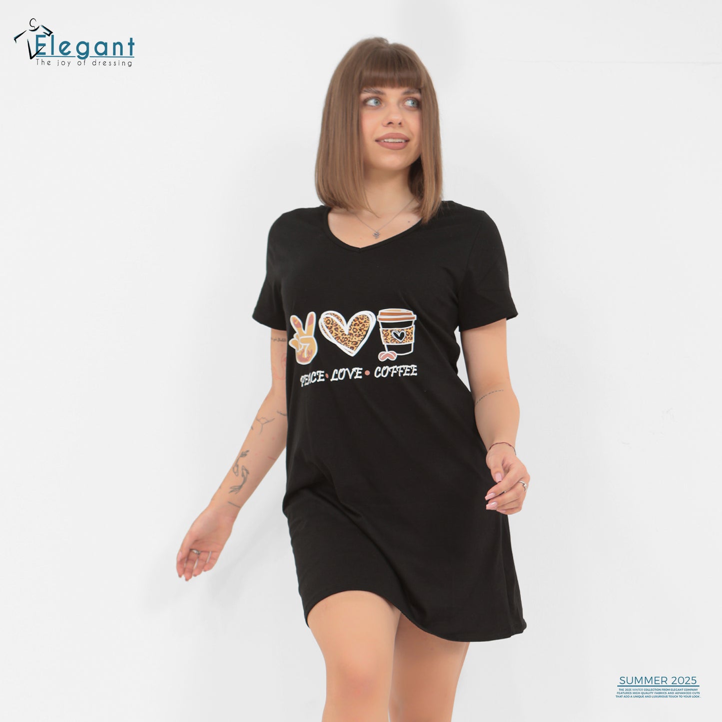 Nightshirt cotton Black  - Peace.love.coffee