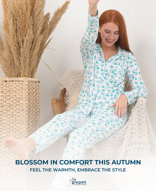 Autumn Cotton PJ Printed Blue floral